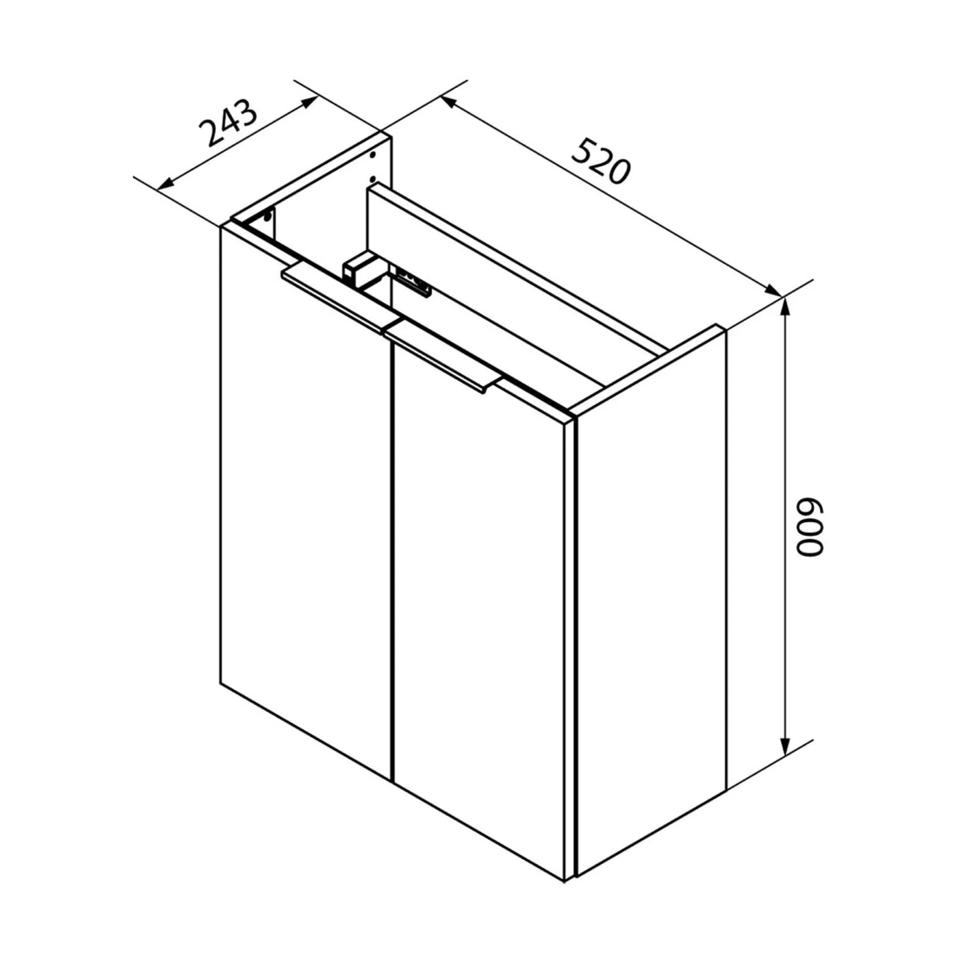 FACKELMANN SBC LUNA Waschbeckenunterschrank Gäste WC 55 cm breit, Anthrazit, 2 Türen