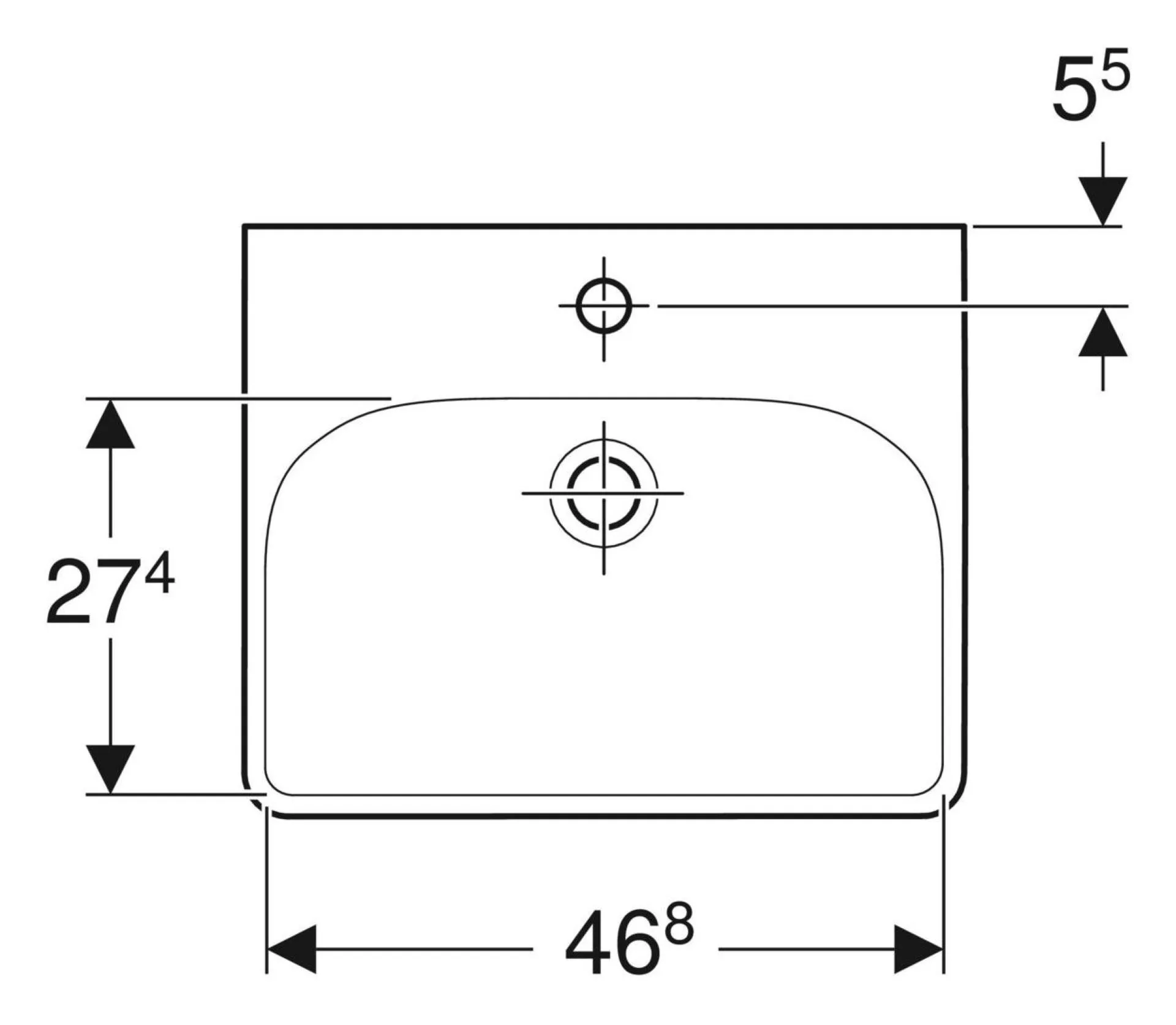 GEBERIT SMYLE SQUARE Waschbecken Keramik 50 cm breit, Weiß, KeraTect