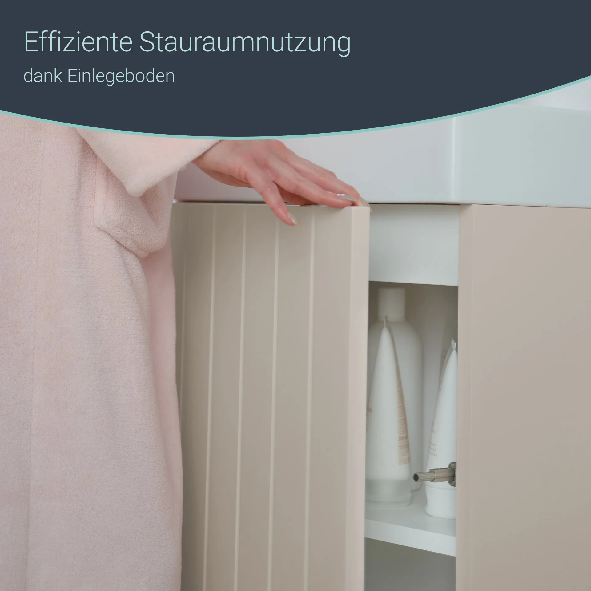 BADEDU IMPERO Gäste WC Waschtisch Set  40 cm breit, Beige, Waschbecken Keramik Weiß