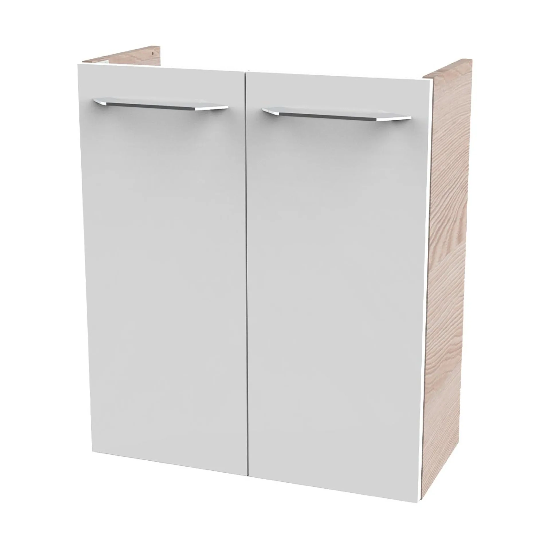 FACKELMANN SBC B.CLEVER Gäste WC Waschtisch Set 55 cm breit, Weiß/Braun hell, Waschbecken Keramik Weiß, Hahnloch rechts