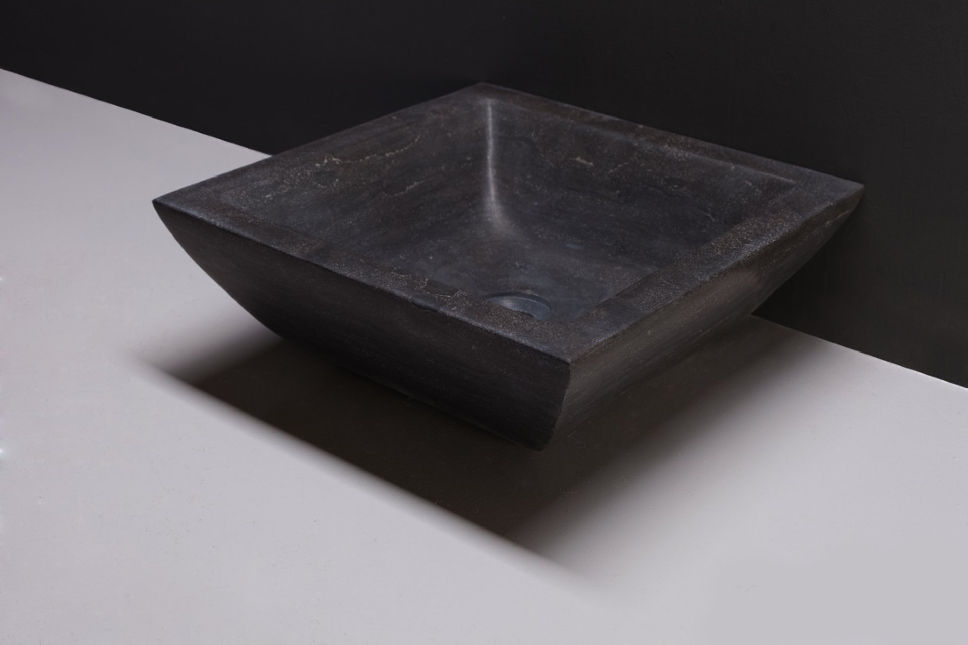 Waschbecken Naturstein SIRACUSA (40 cm) Bluestone, ohne Hahnloch, 100009