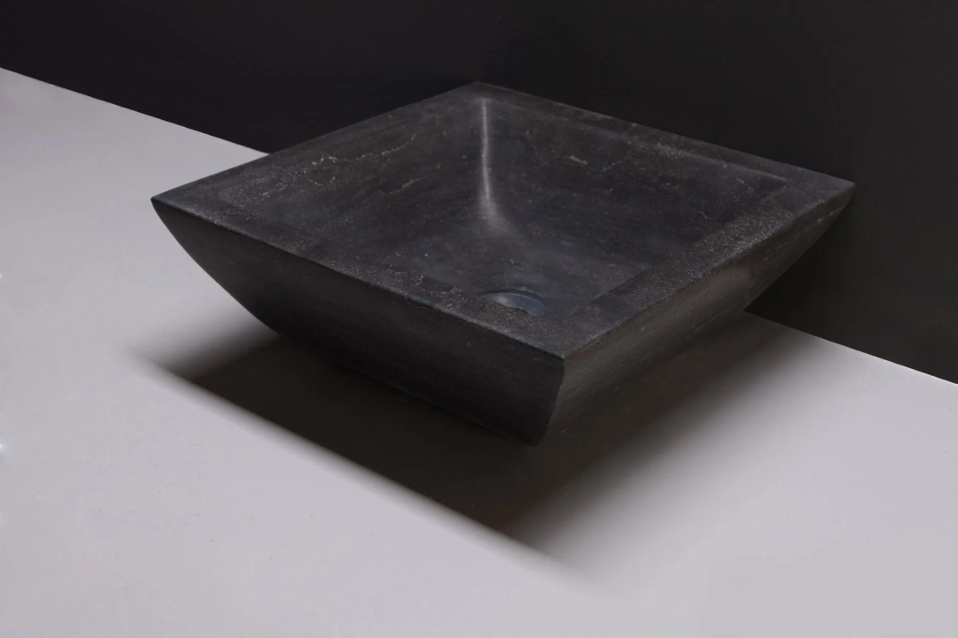 FORZALAQUA SIRACUSA Aufsatzwaschbecken 40 cm breit, Bluestone, Naturstein, ohne Hahnloch