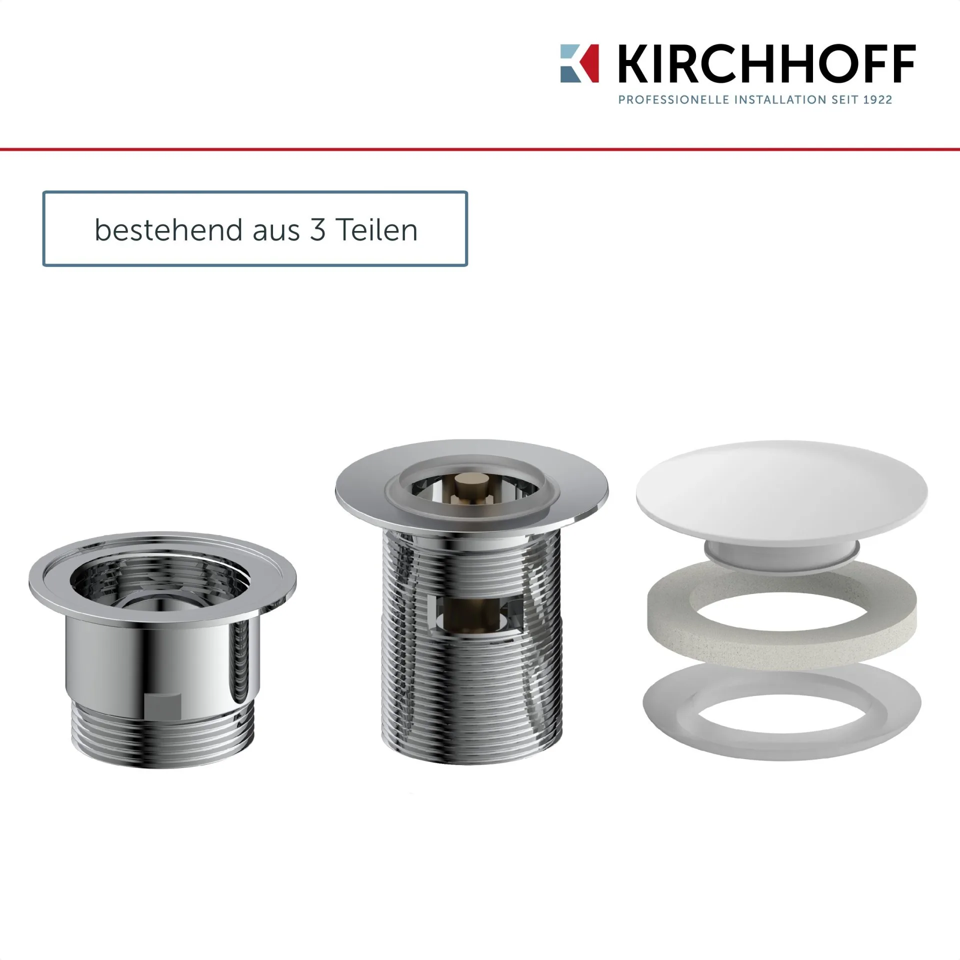 SCHÜTTE Ablaufventil, Weiß, mit Überlauf, 1 1/4" x 65 mm