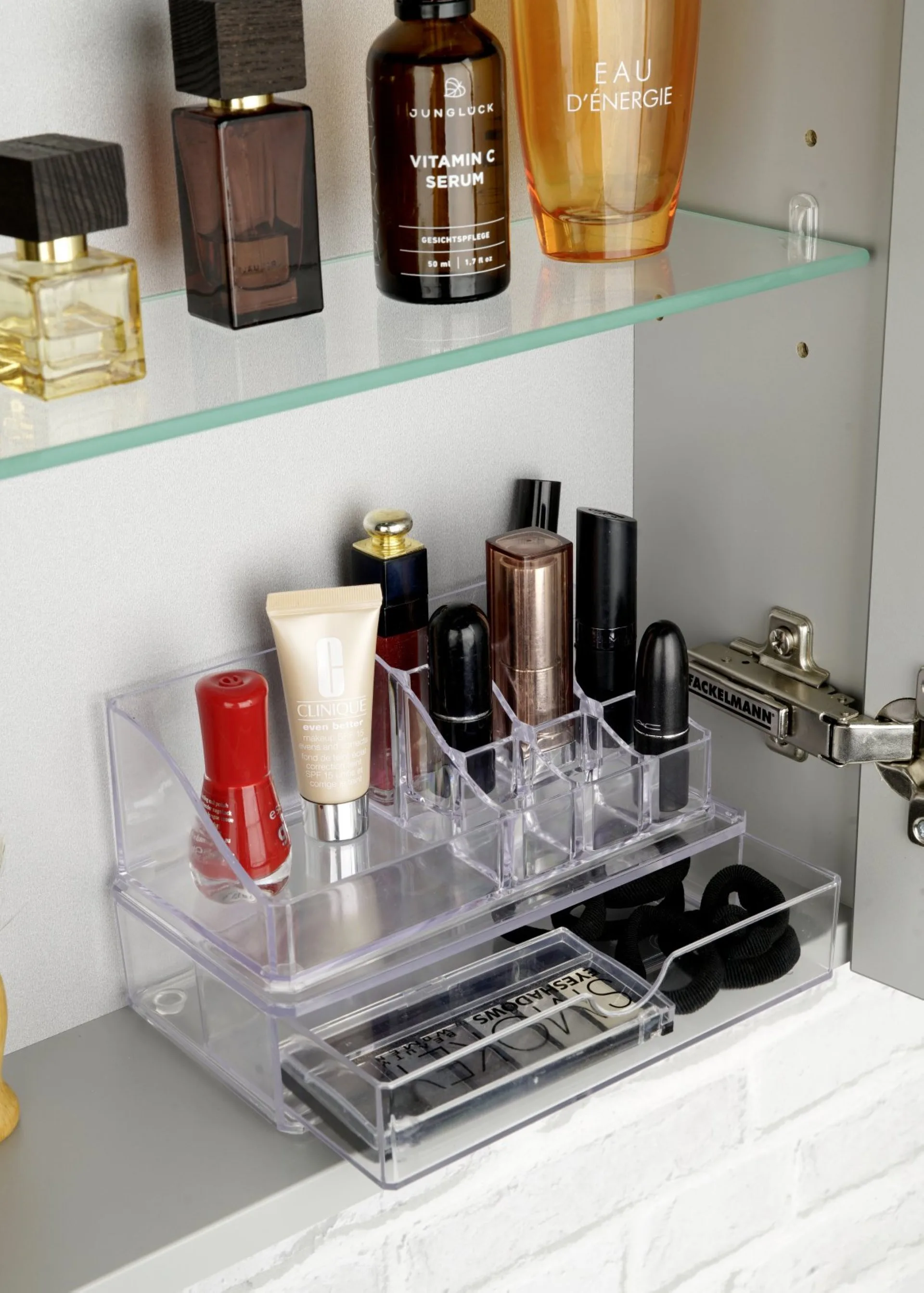Fackelmann Kosmetik-Organizer mit Schublade Breite 18 cm Kunststoff
