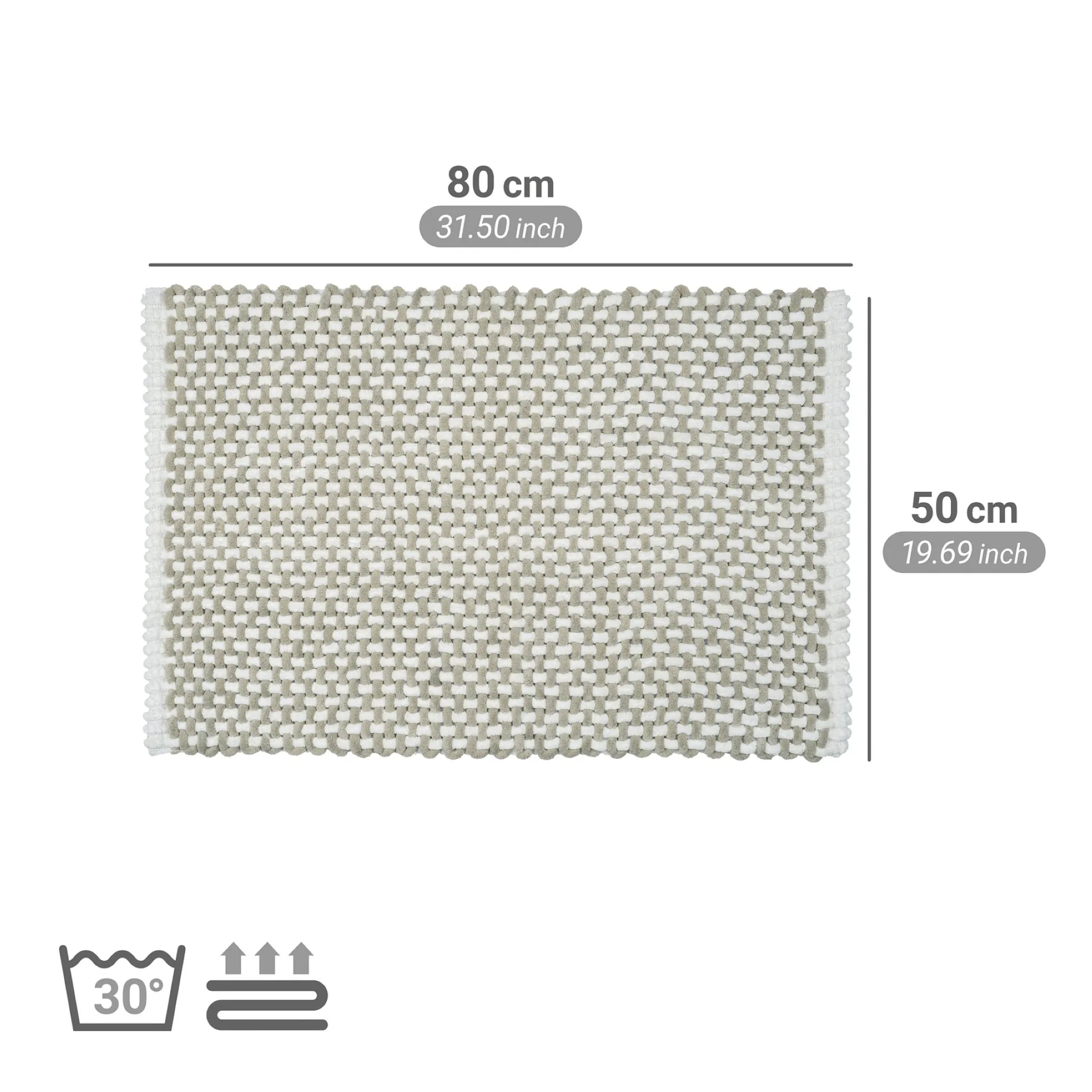 WENKO COVELO Badteppich 50 x 80 cm, Weiß/Beige