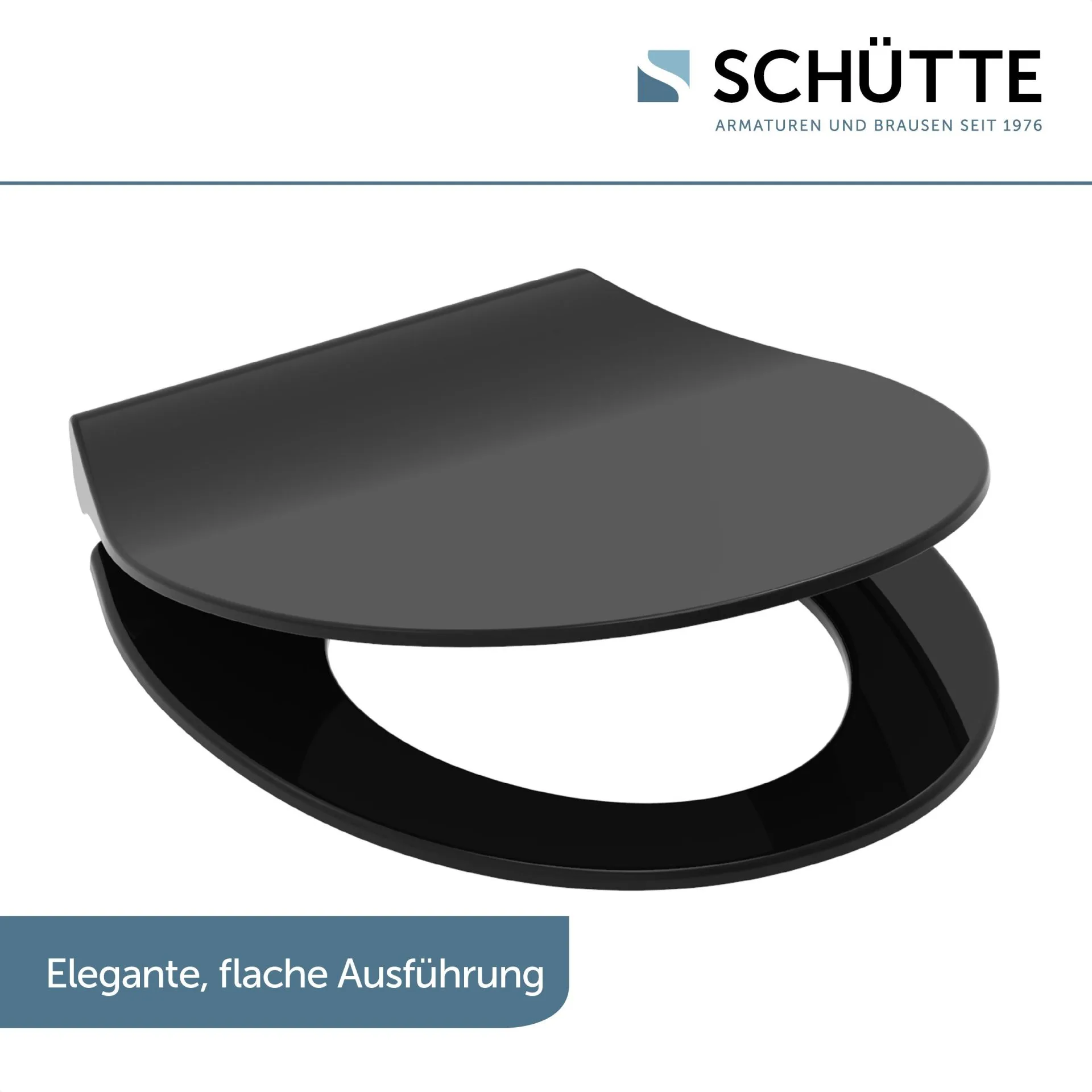 SCHÜTTE SLIM BLACK WC-Sitz, Kunststoff, mit Absenkautomatik und Schnellverschluss