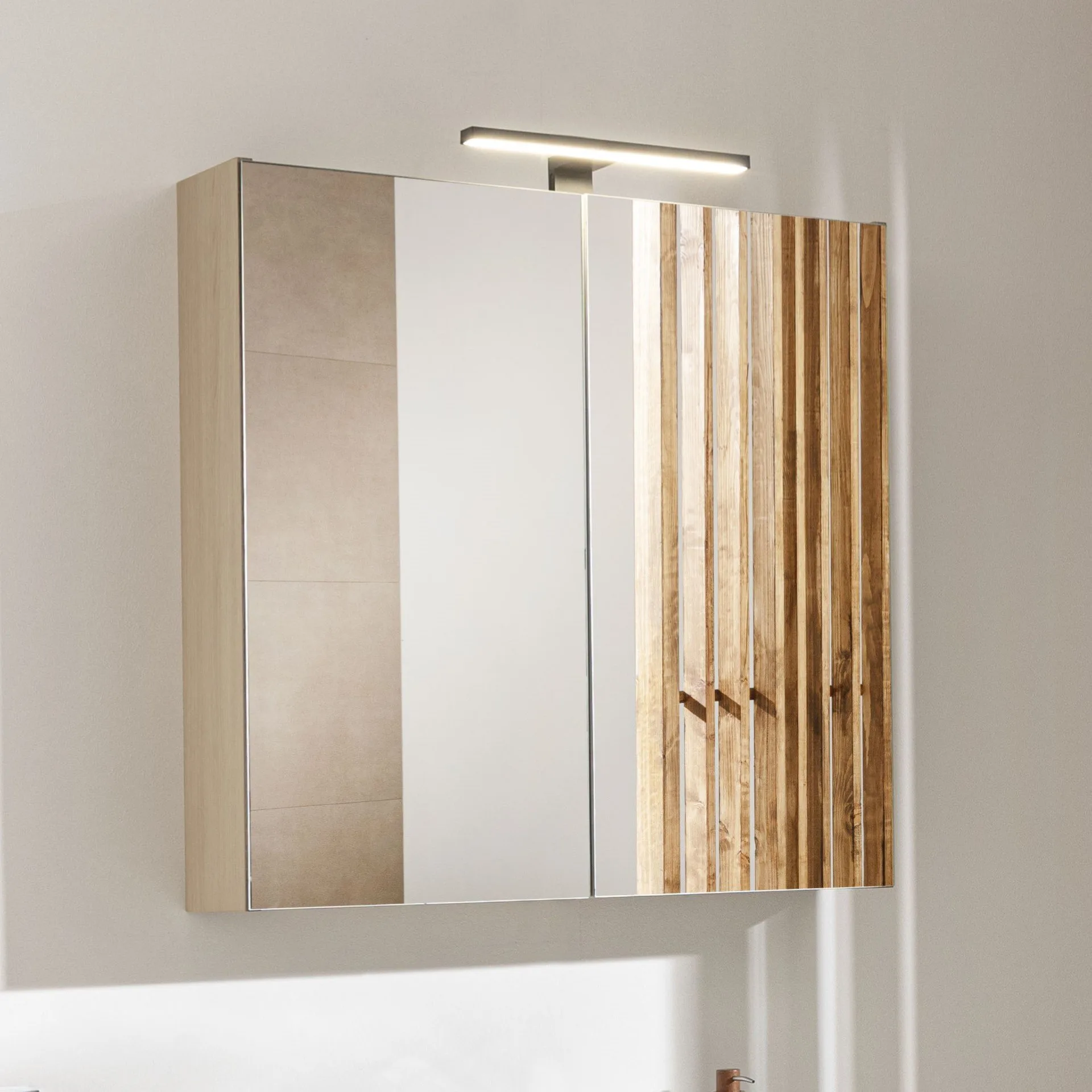 FACKELMANN COMPACT LINE Spiegelschrank 70 cm breit, Braun hell