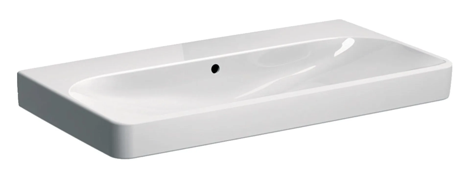 GEBERIT SMYLE SQUARE Waschbecken Keramik 90 cm breit, Weiß, ohne Hahnloch, KeraTect