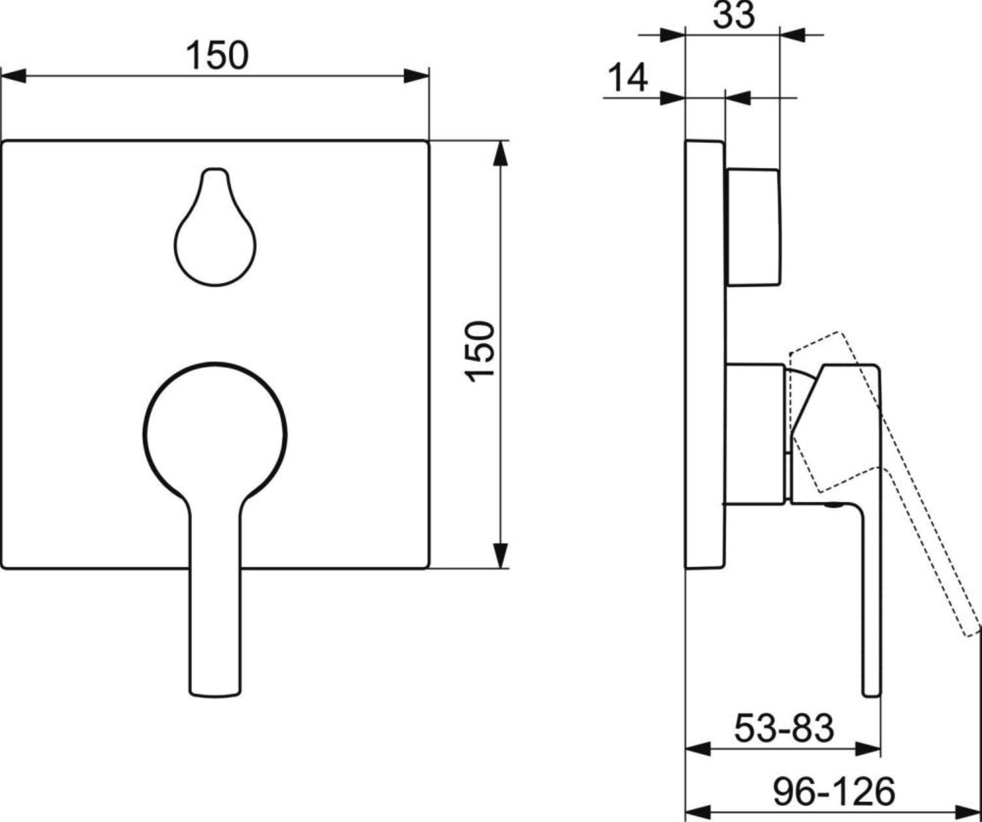 HANSA HANSARONDA Badewannenarmatur, Chrom, eckig, Unterputz, mit Sicherheitseinrichtung