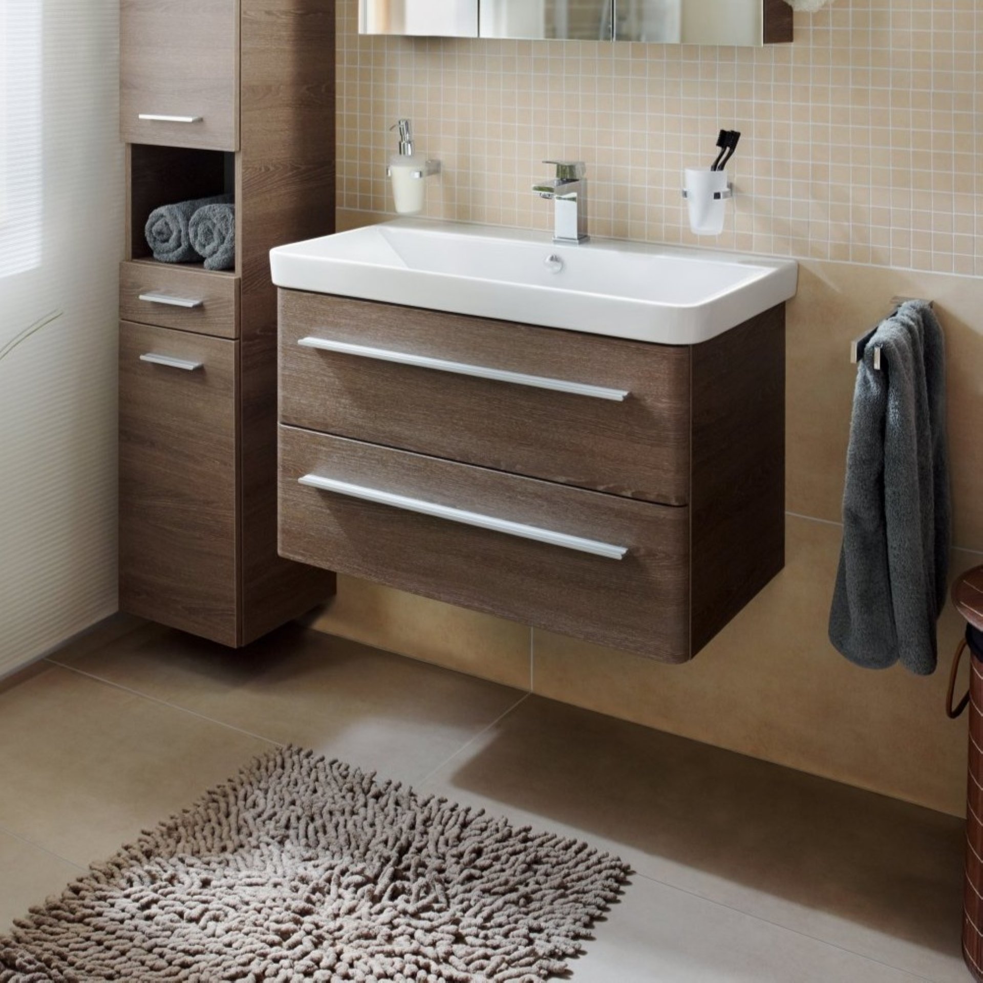 Lanzet K8 Waschtischunterschrank 76 cm Dunkelbraun