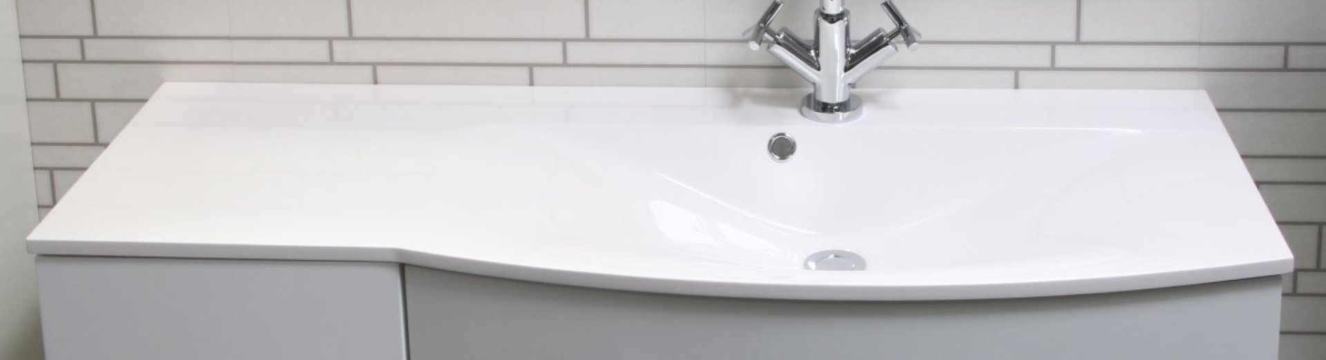 Fackelmann LUGANO Waschbecken 115 cm aus Gussmarmor, Ablage links