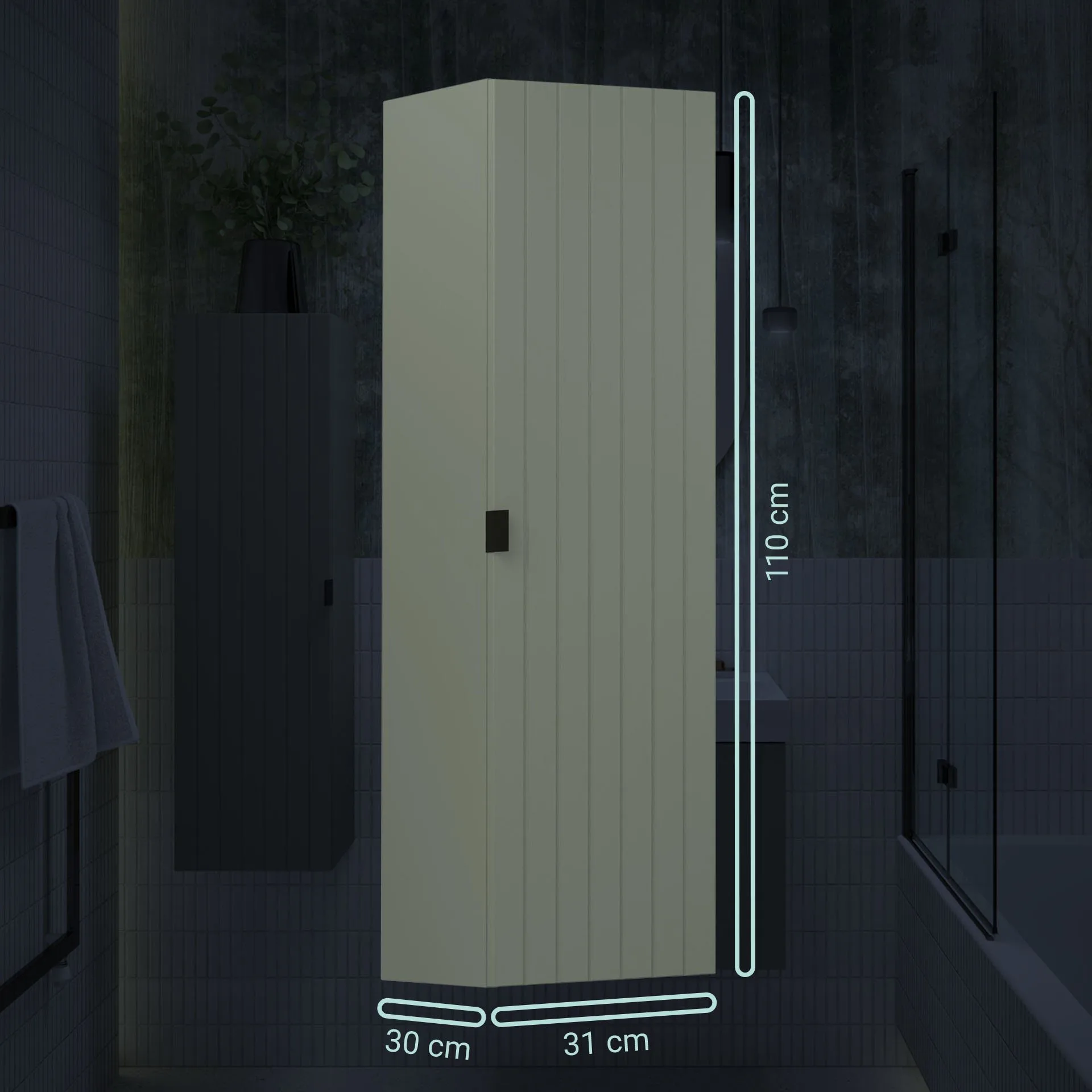 BADEDU ESLA Hochschrank 31 cm breit, Grün