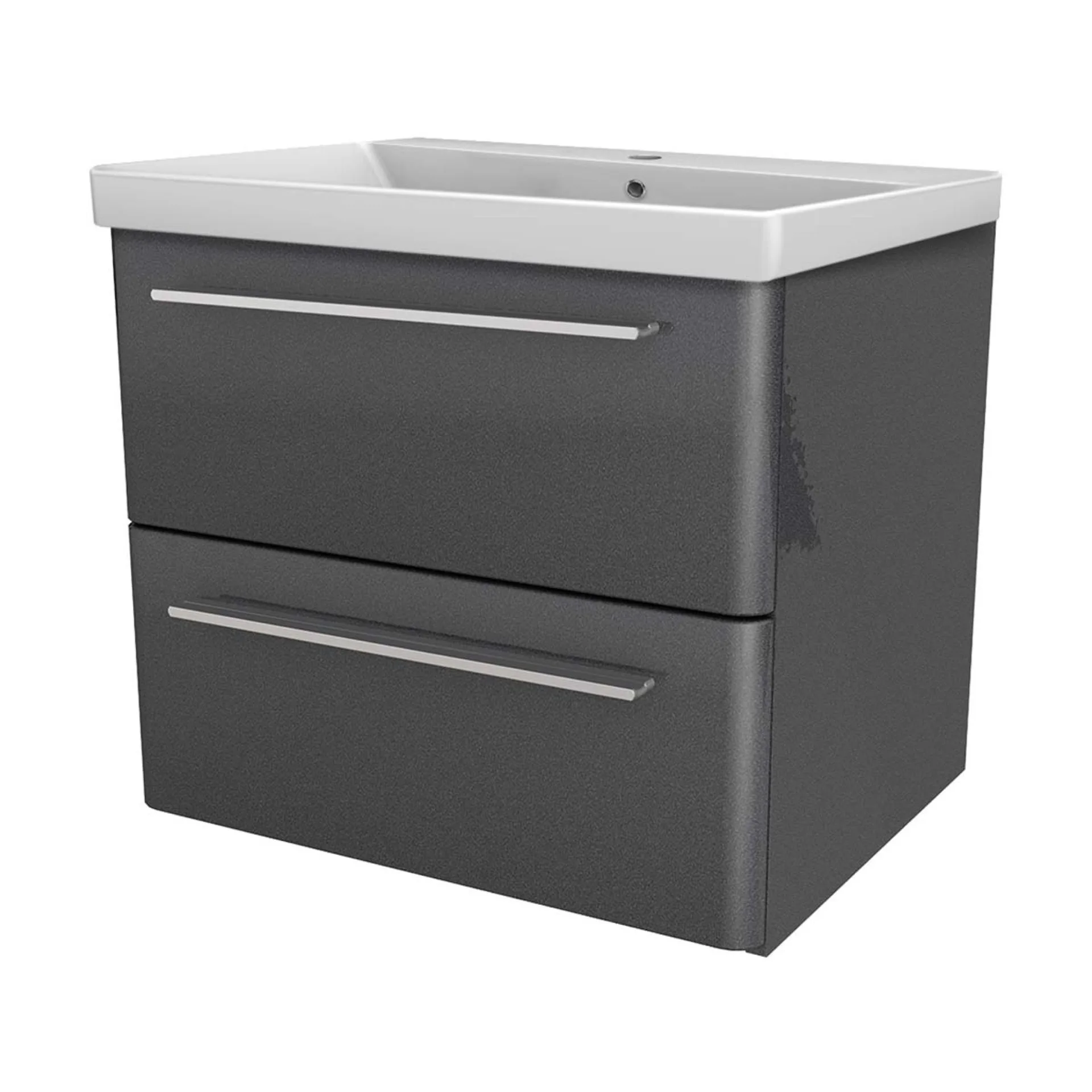 LANZET K8 Waschbecken mit Unterschrank 60 cm breit, Anthrazit, Waschbecken Keramik Weiß