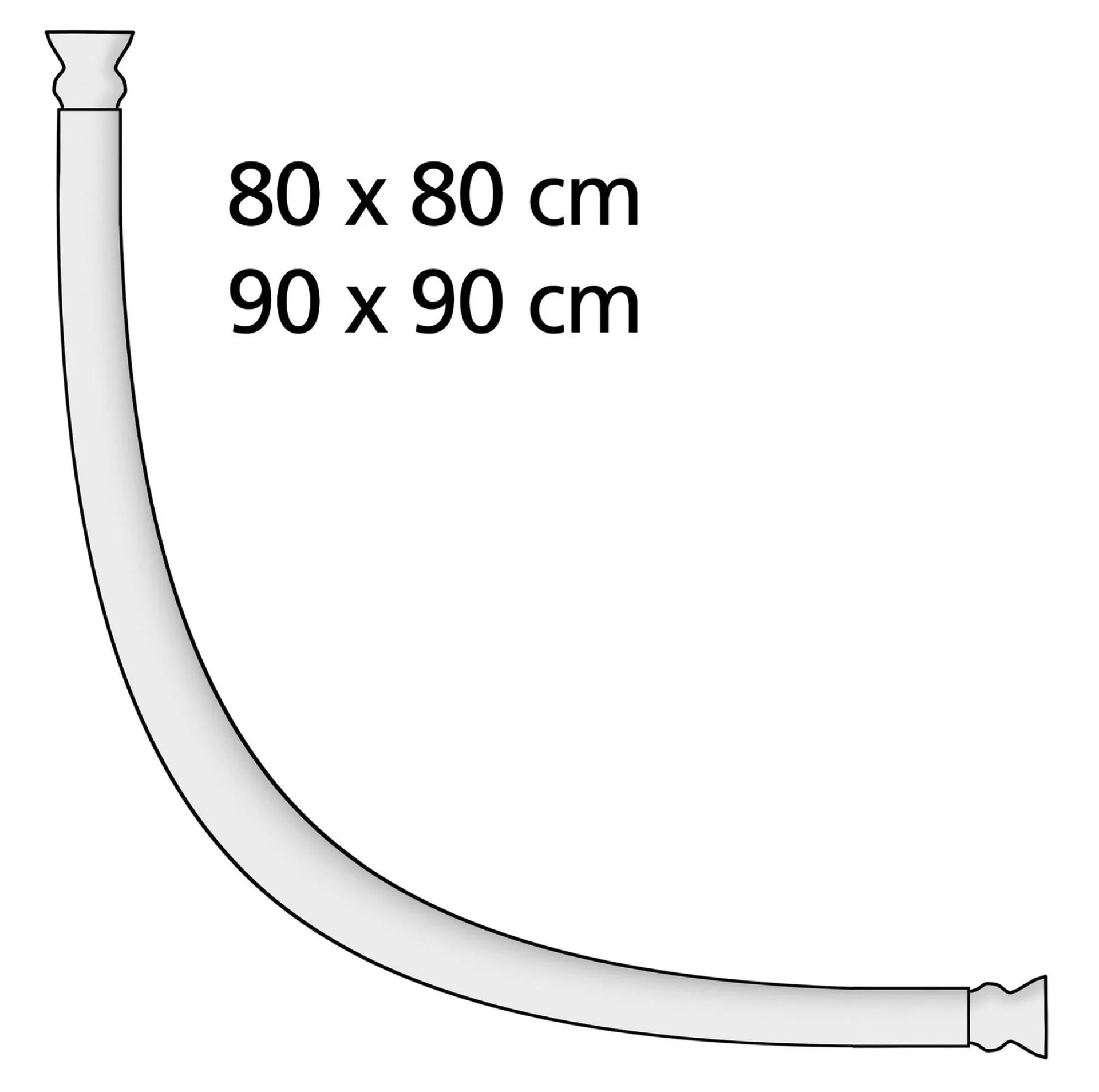 WENKO Duschstange 80 x 80 / 90 x 90 cm, Weiß, Rund