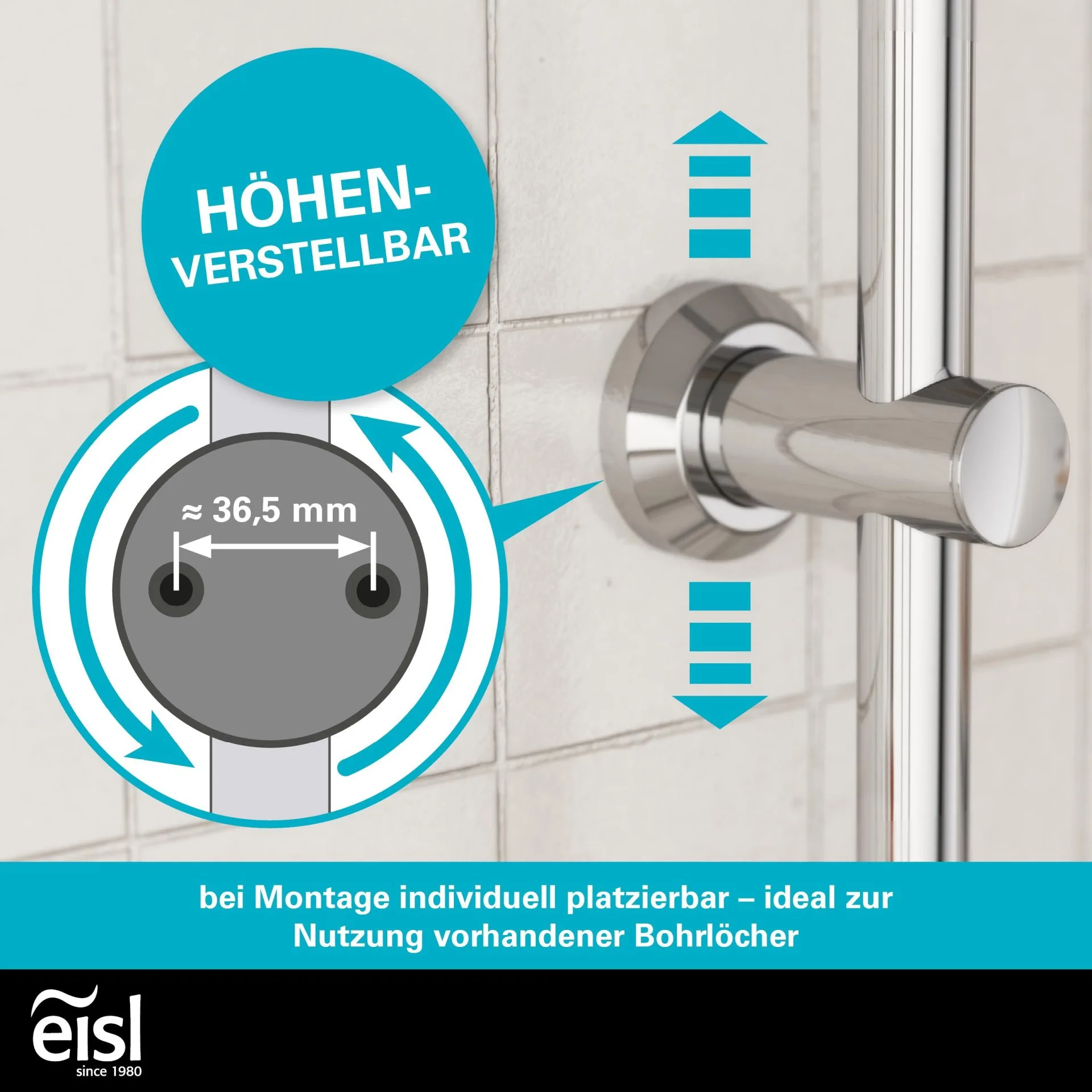 EISL EASY DELUXE Überkopf-Brauseset, Chrom, inklusive Duschabzieher
