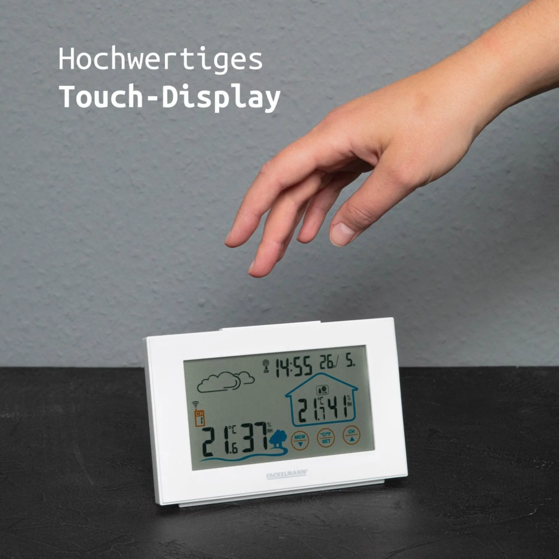 FACKELMANN Wetterstation 21,6 cm breit, Weiß, mit Funk