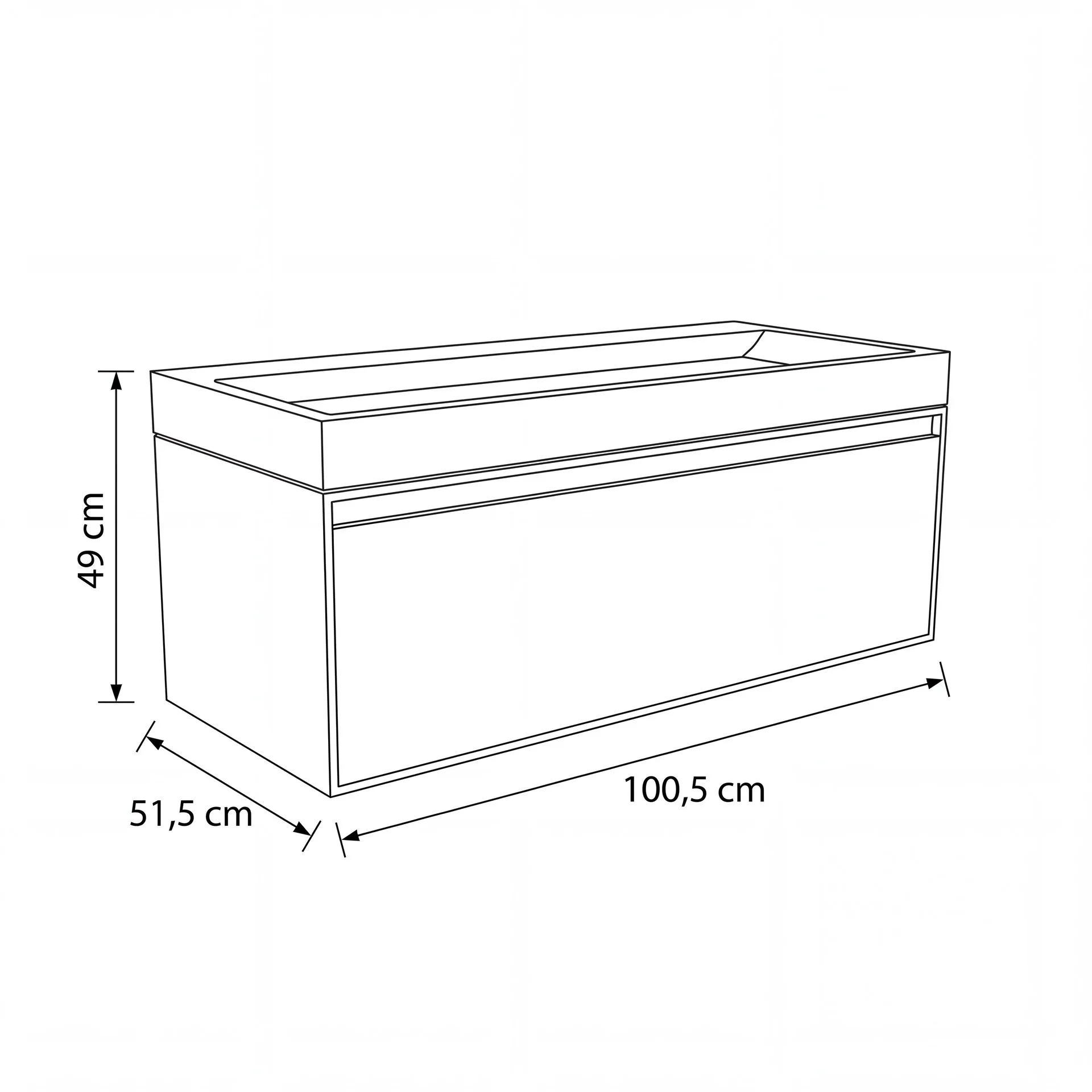 FORZALAQUA IBIZA BELLEZZA Waschbecken mit Unterschrank 100 cm breit, Braun hell, Natursteinwaschbecken Travertin matt mit zwei Hahnlöchern, 1 Schublade