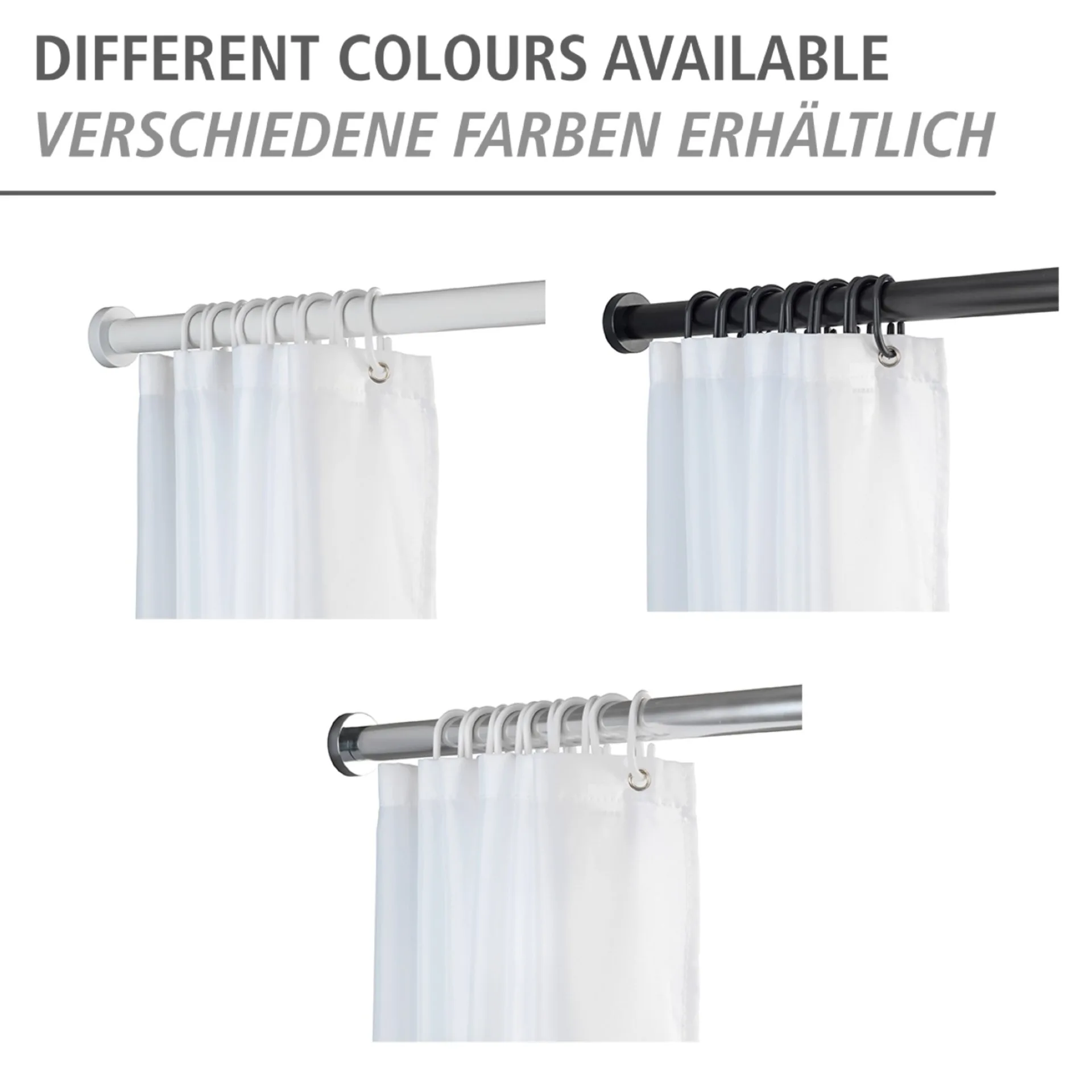 WENKO LUZ Teleskop Duschstange 70-115 cm, Weiß, Aluminium rostfrei