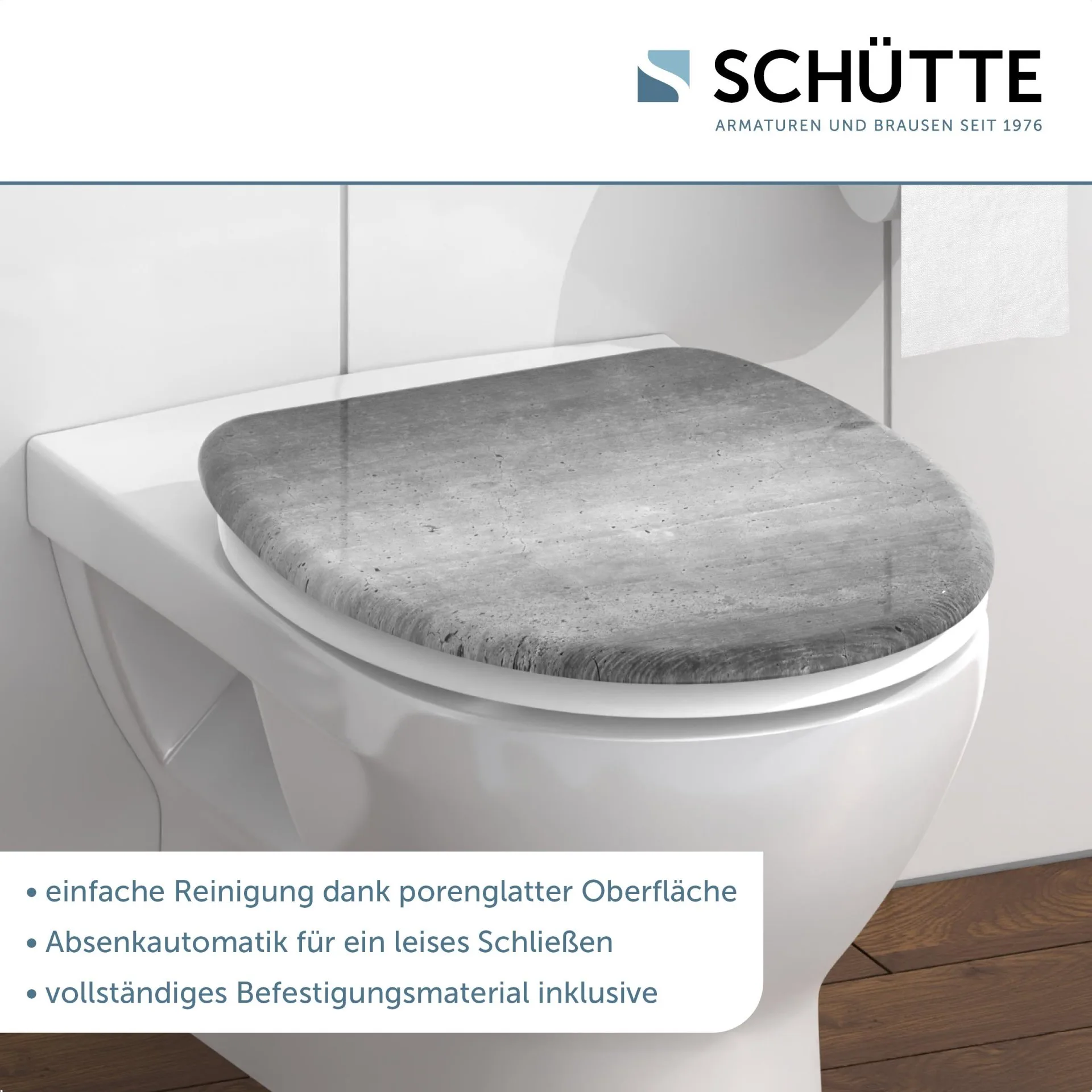 SCHÜTTE INDUSTRIAL GREY WC-Sitz, Kunststoff, mit Absenkautomatik