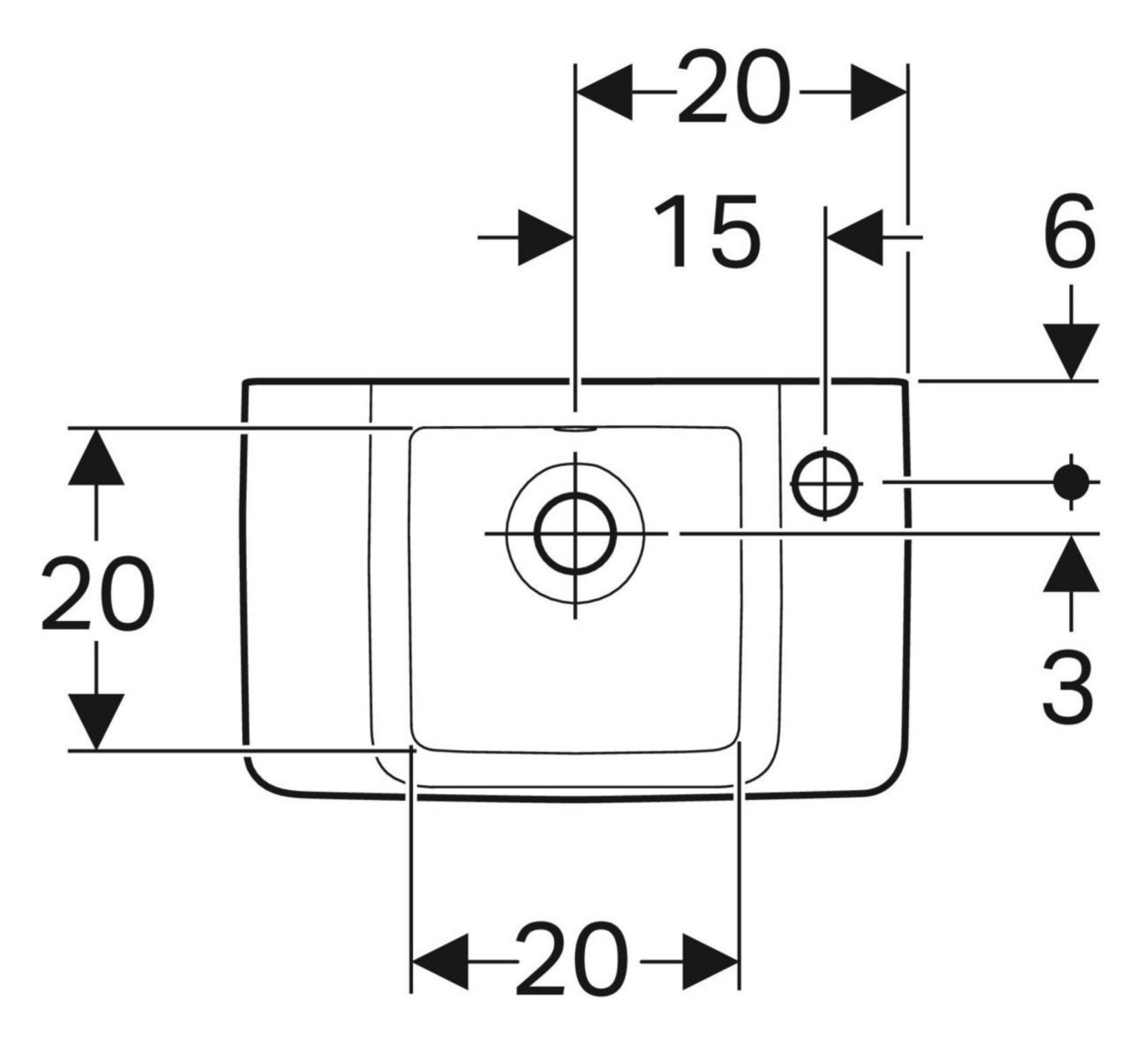 GEBERIT RENOVA PLAN Waschbecken Keramik 40 cm breit, Weiß, verkürzte Ausladung, Hahnloch rechts, mit Überlauf