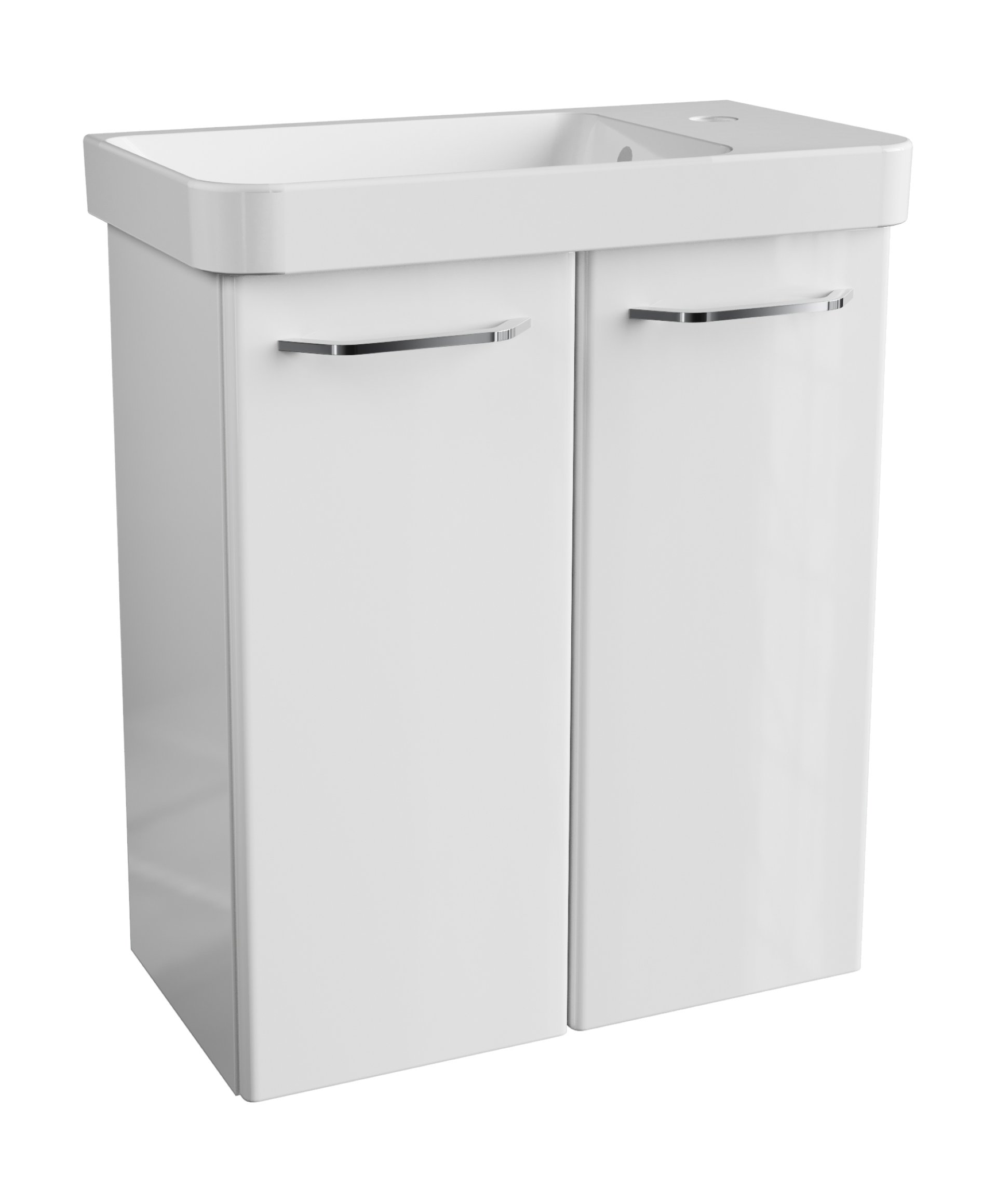 FACKELMANN MILANO Gäste WC Waschtisch Set 55 cm breit, Weiß, Waschbecken Keramik Weiß