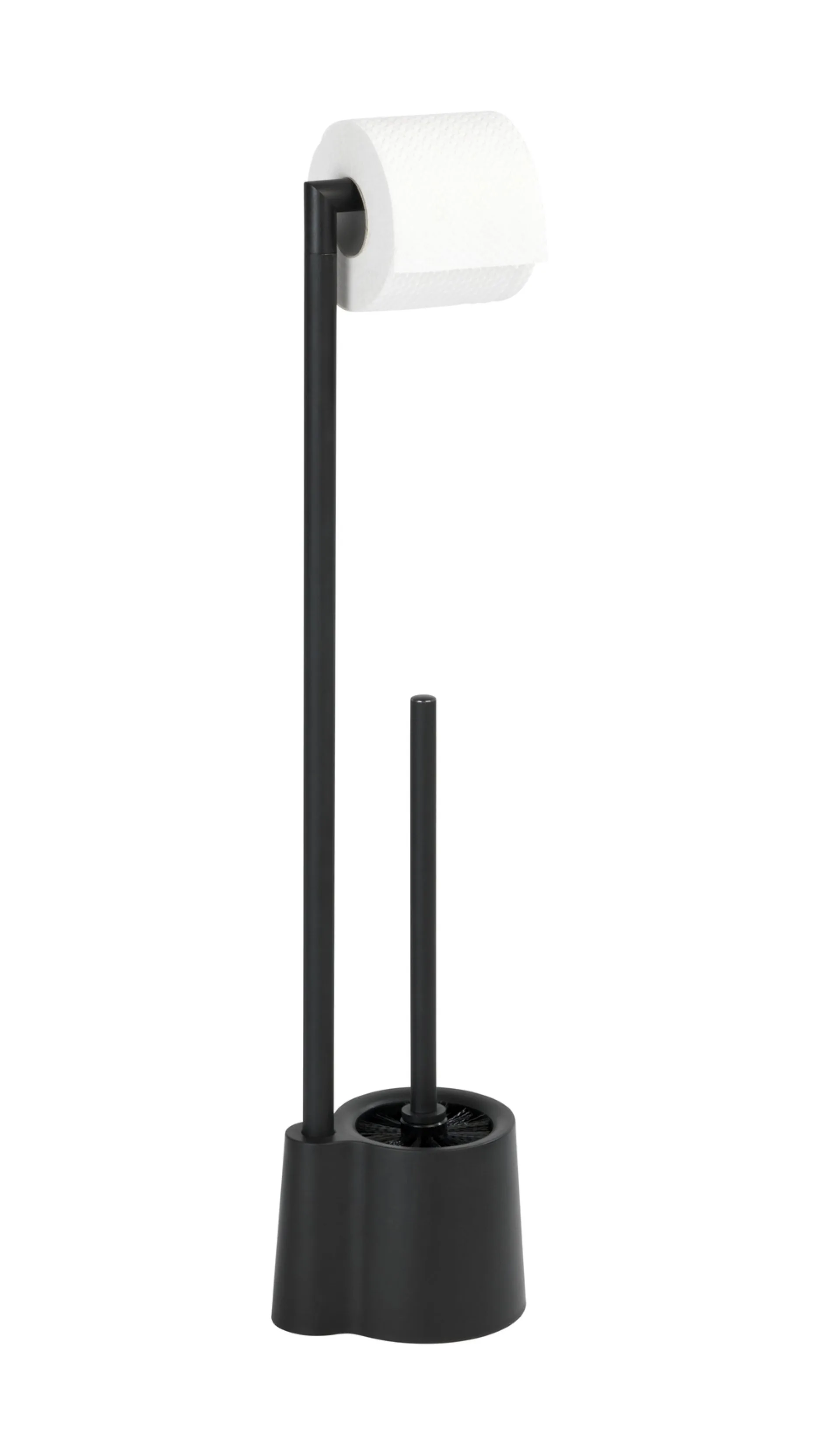 WENKO AVOLA WC-Garnitur, Schwarz matt, mit Toilettenpapierhalter, stehend