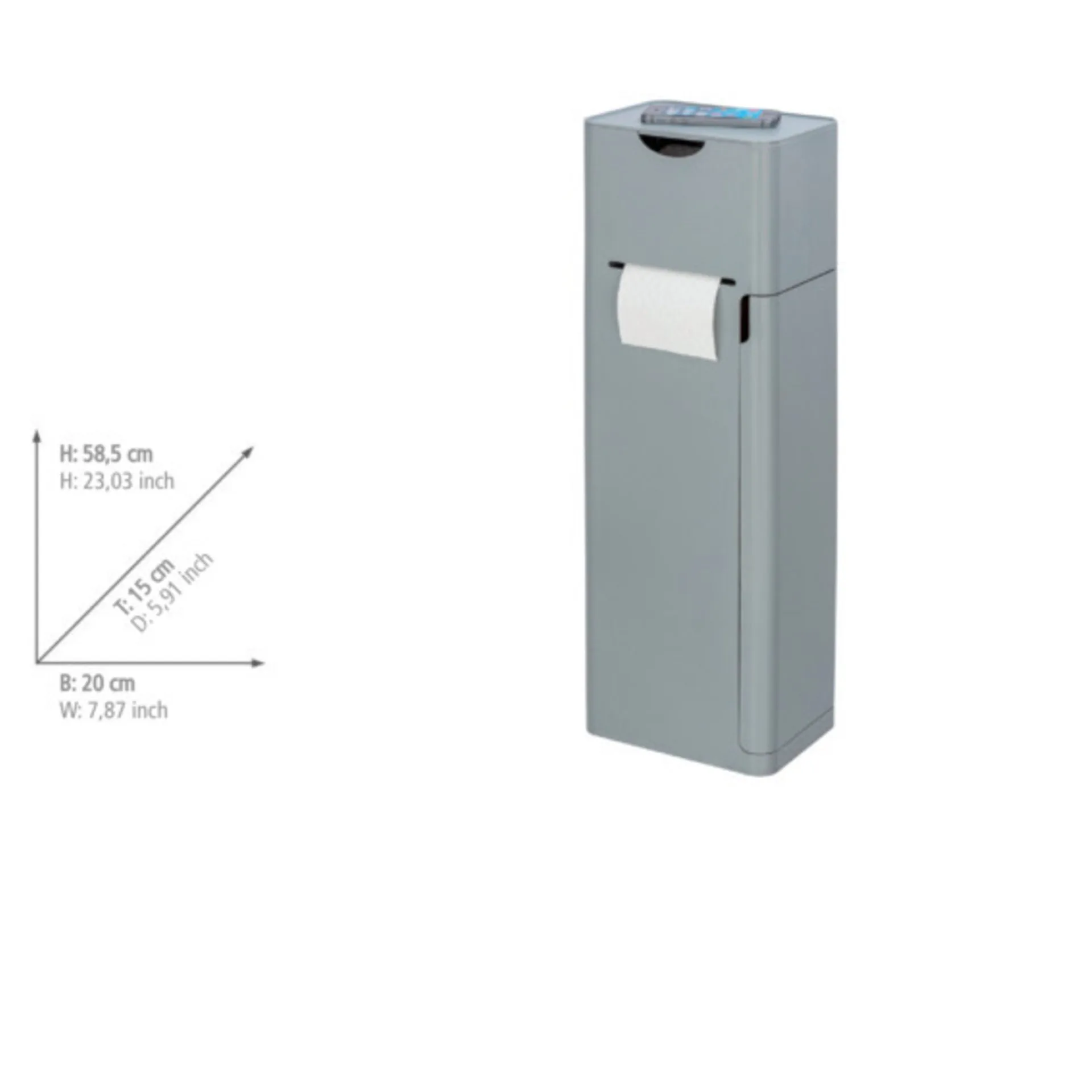 WENKO IMON WC-Garnitur, Grau, mit Toilettenpapierhalter und Ablage