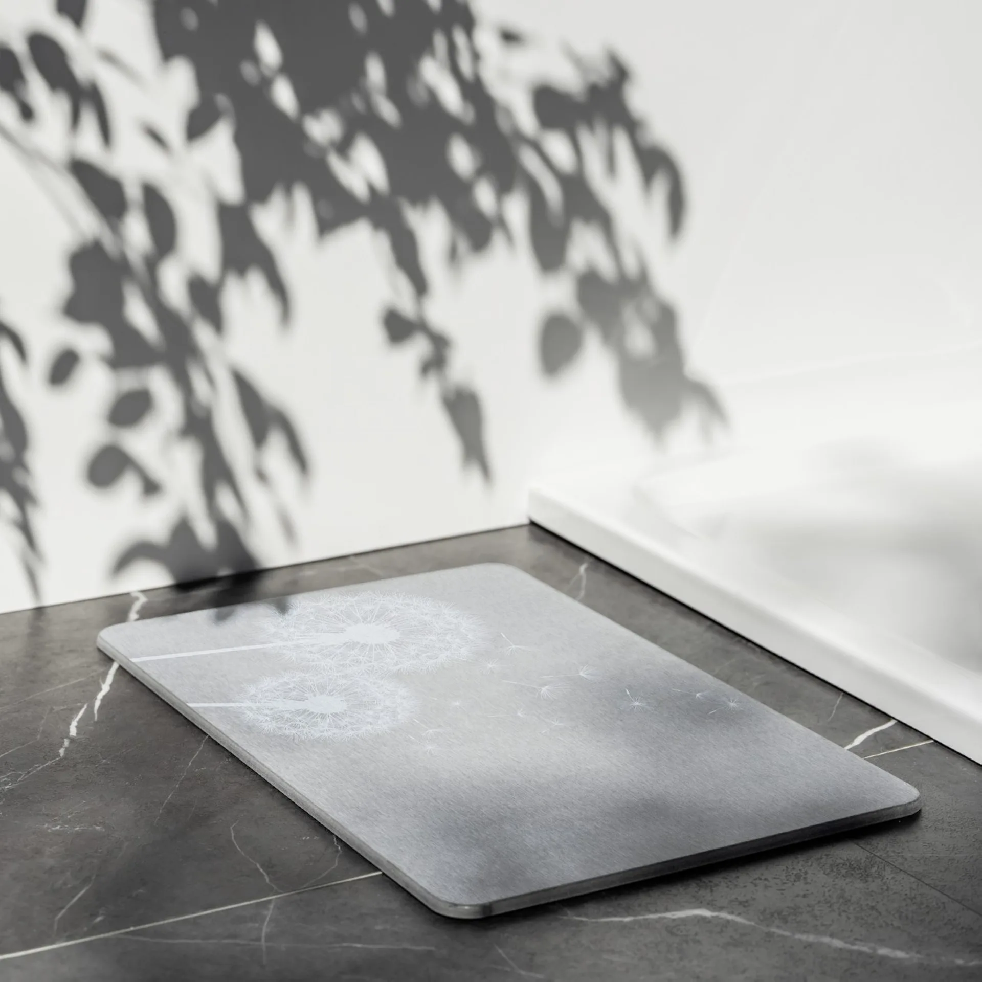 WENKO ASTERA Badematte 60 x 39 cm, Grau, aus natürlichem Diatomit