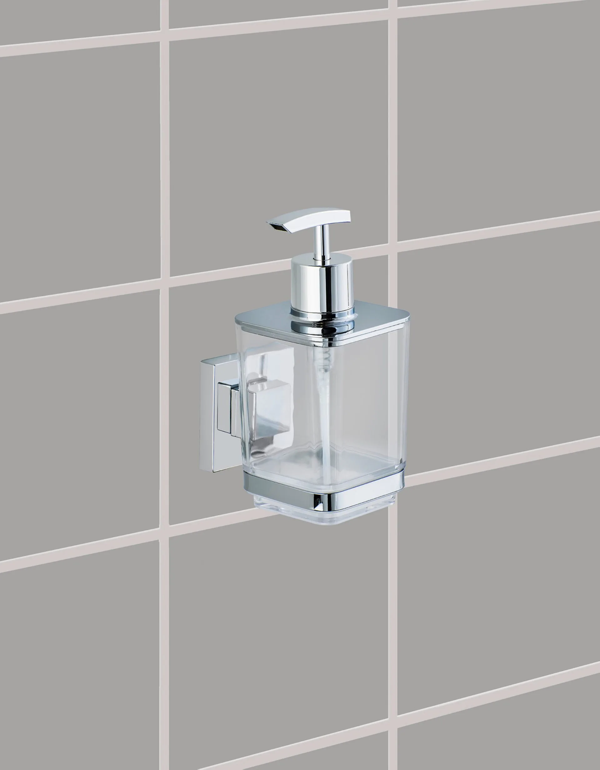 WENKO QUADRO Seifenspender, Edelstahl, Befestigen ohne bohren, Vacuum-Loc®