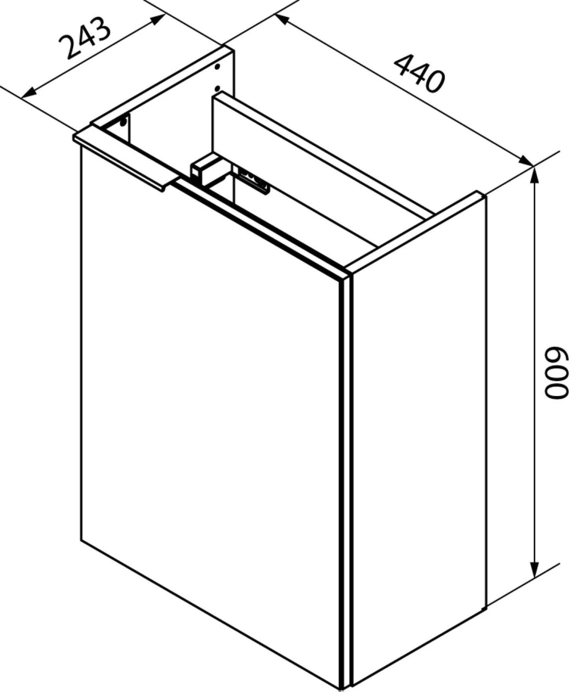 FACKELMANN SBC KARA Gäste WC Waschtisch Set 45 cm breit, Anthrazit, Waschbecken Glas Weiß, Türanschlag rechts
