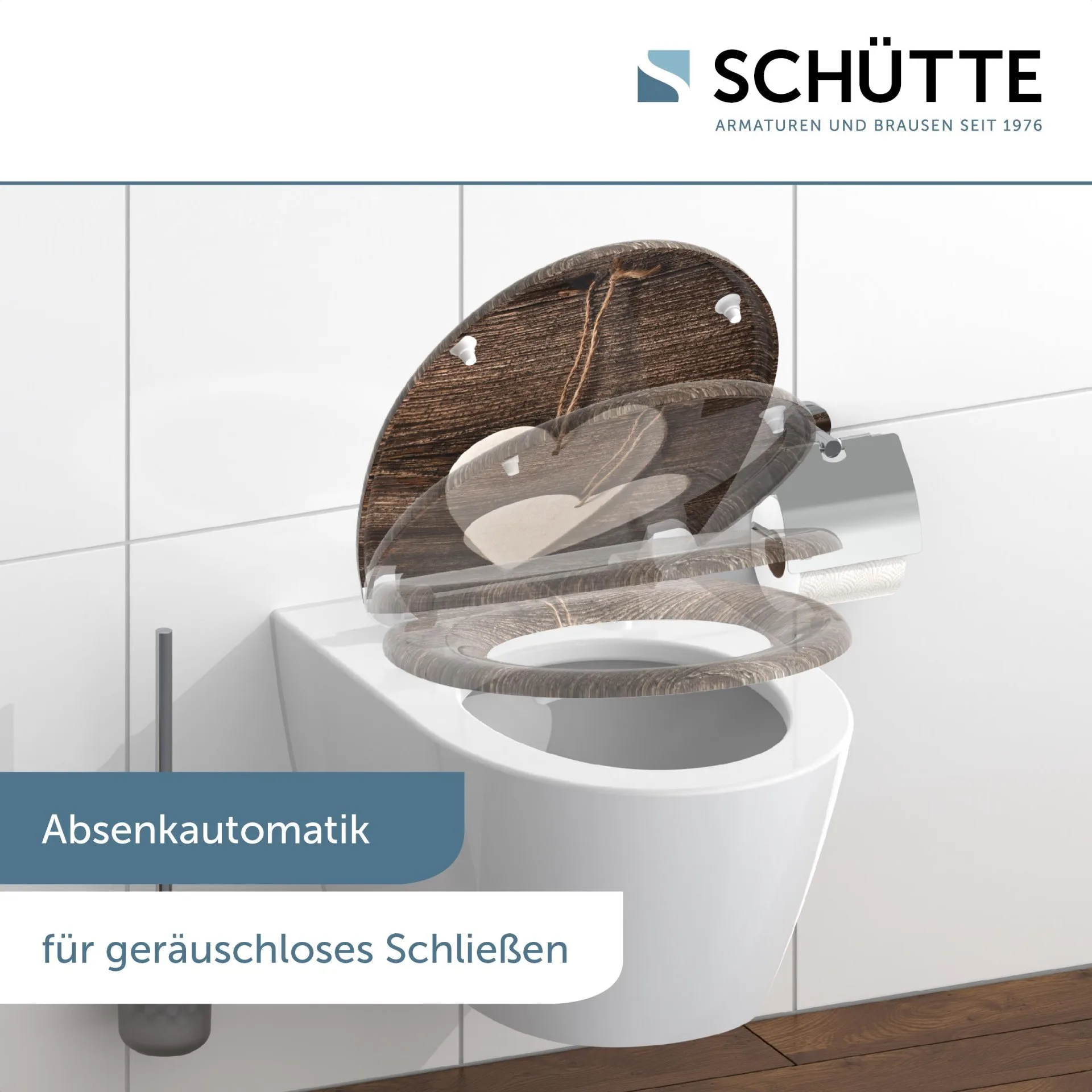 SCHÜTTE WOOD HEART WC-Sitz, Kunststoff, mit Absenkautomatik und Schnellverschluss