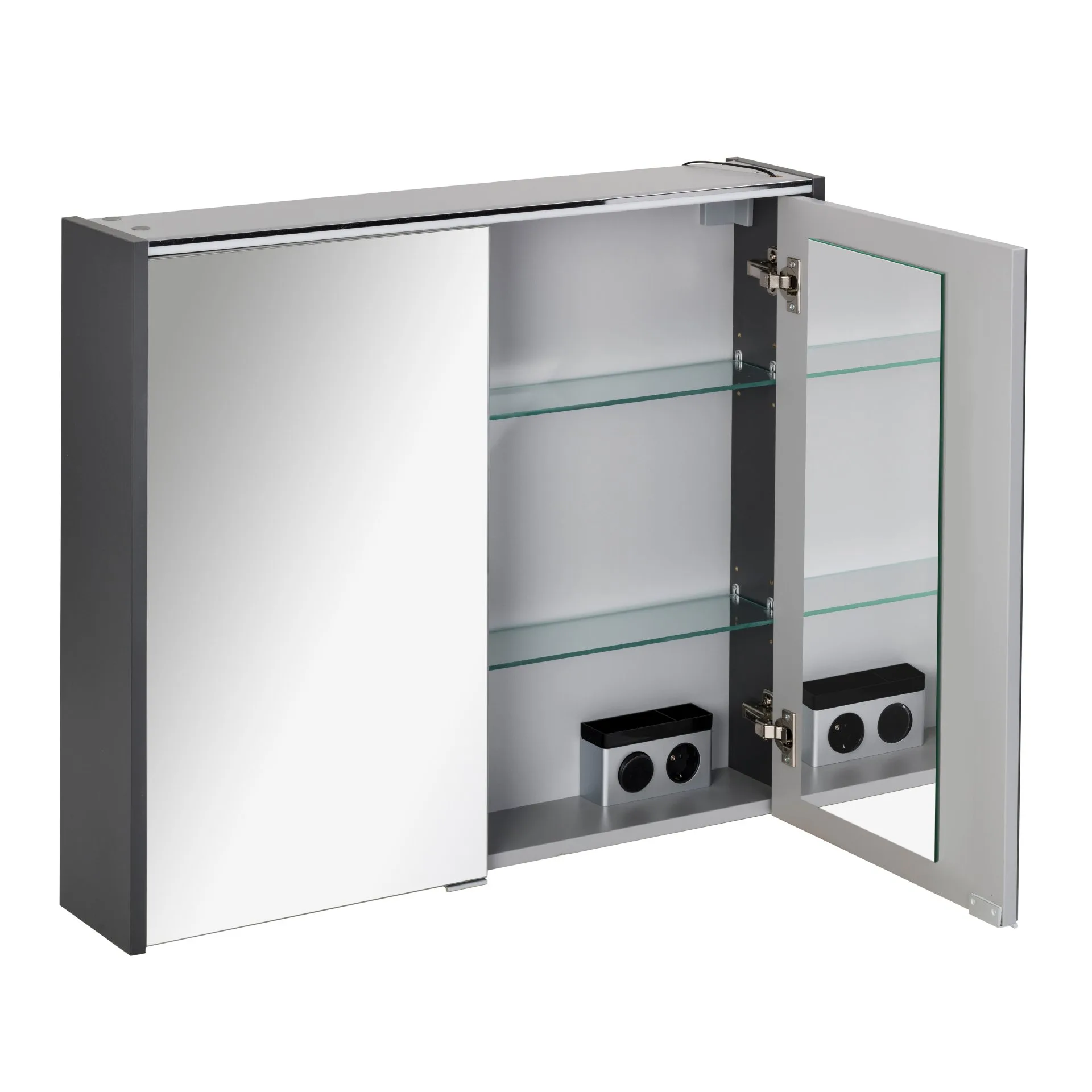 Fackelmann DENVER LED Spiegelschrank 80 cm breit, Anthrazit