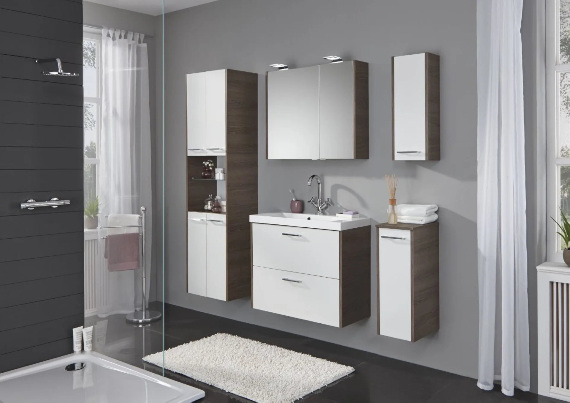 FACKELMANN MALUA Waschbecken 80 cm breit, Weiß, Gussmarmor