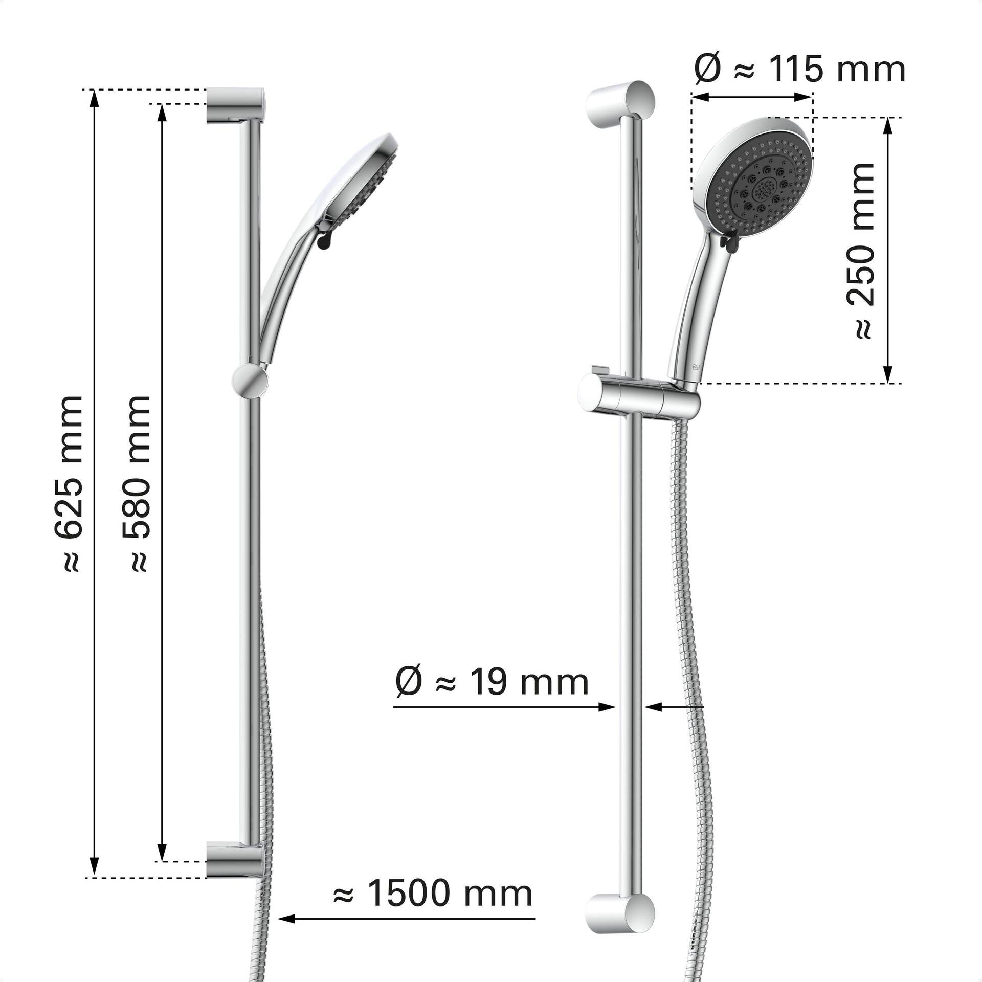 EISL SPEED Stangenbrause-Set, Chrom