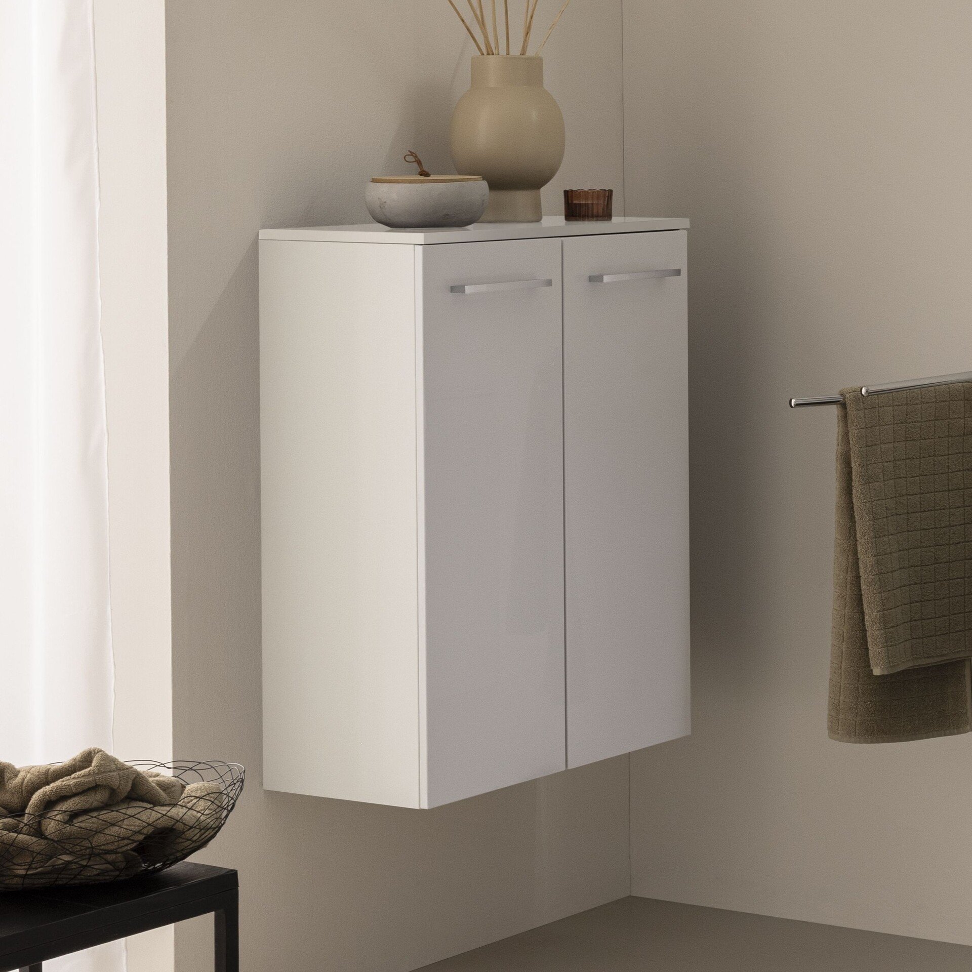 FACKELMANN B.ROUND Doppel Midischrank 60 cm breit, Weiß