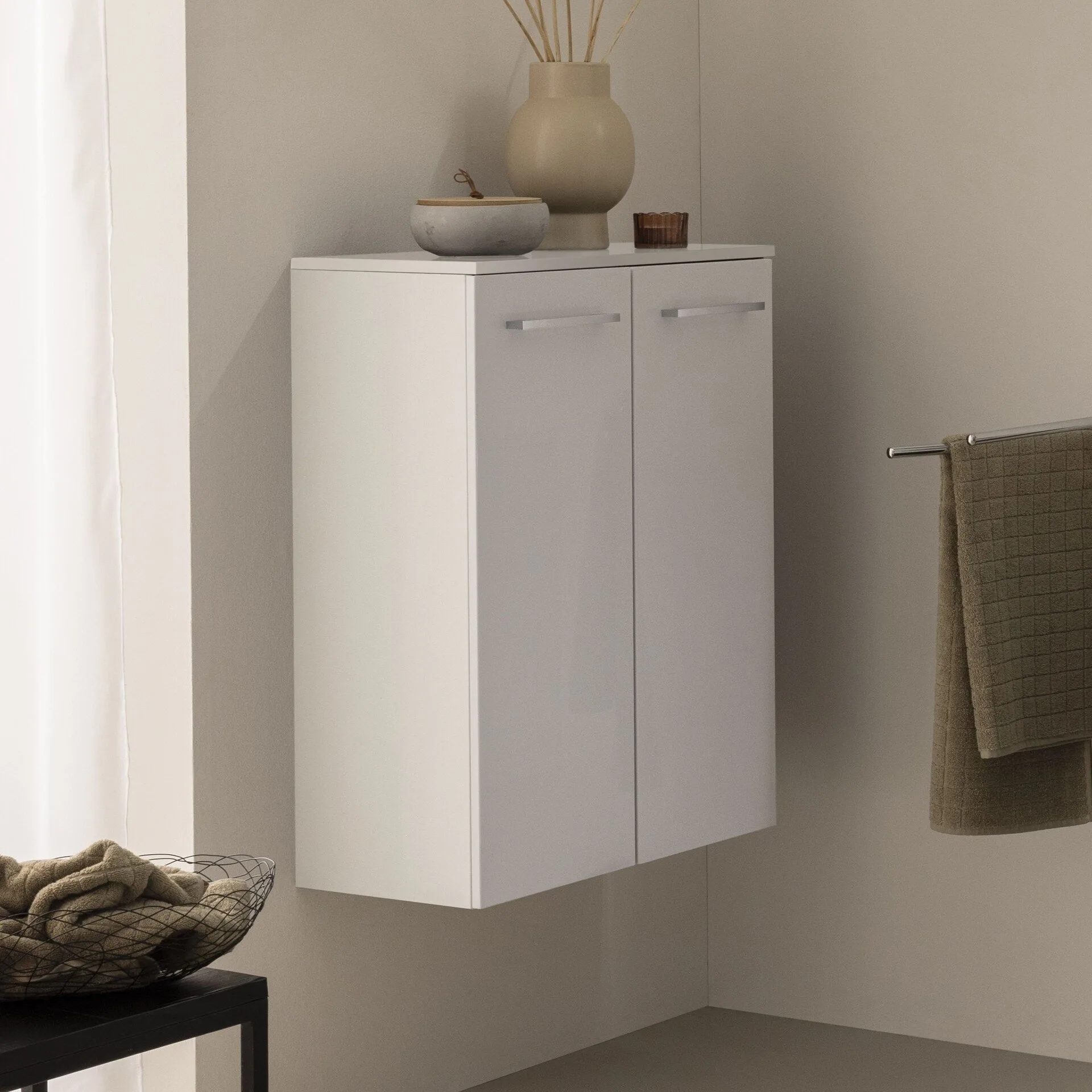 FACKELMANN B.ROUND Doppel Midischrank 60 cm breit, Weiß