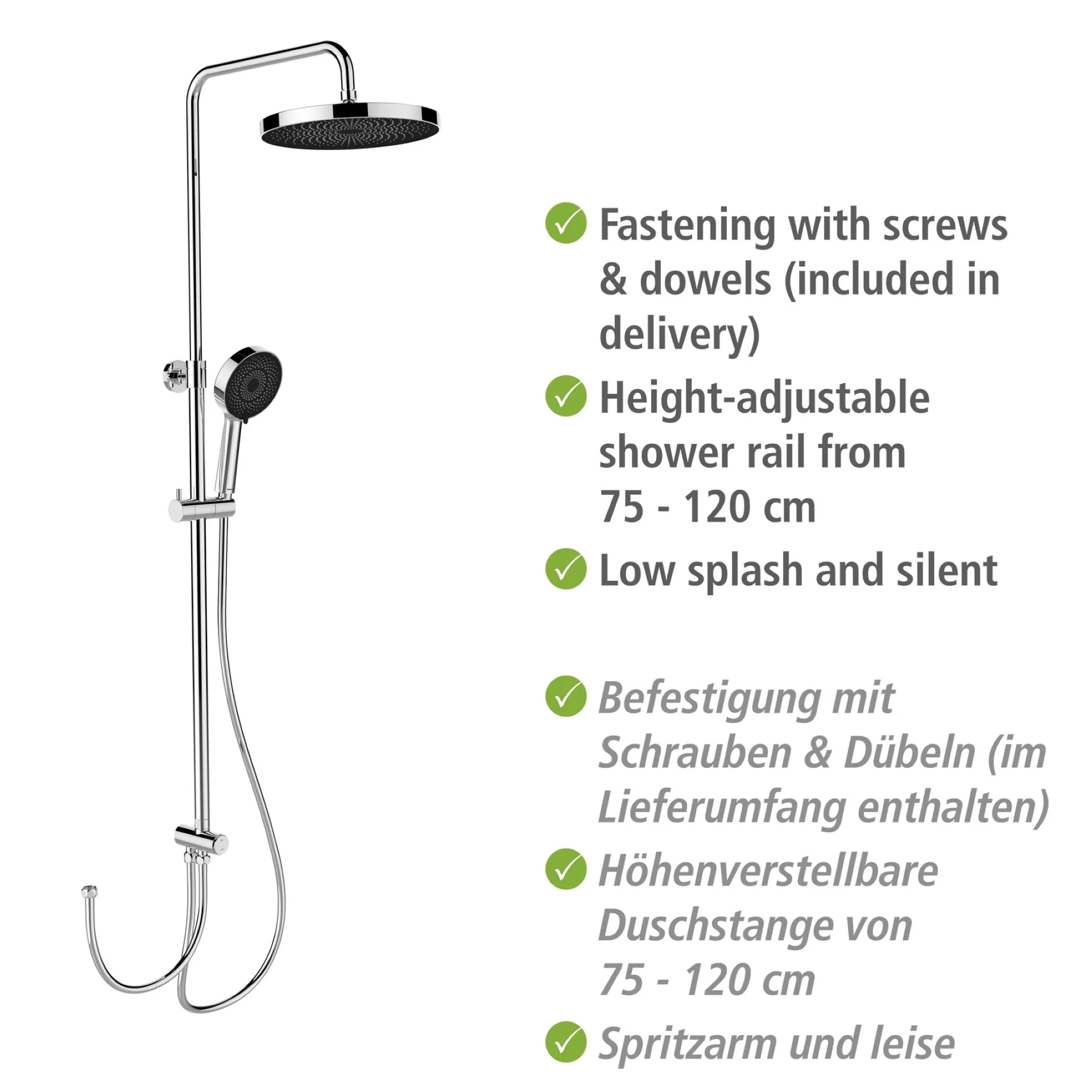 WENKO SOFTWATER Duschsystem, Chrom/Grau