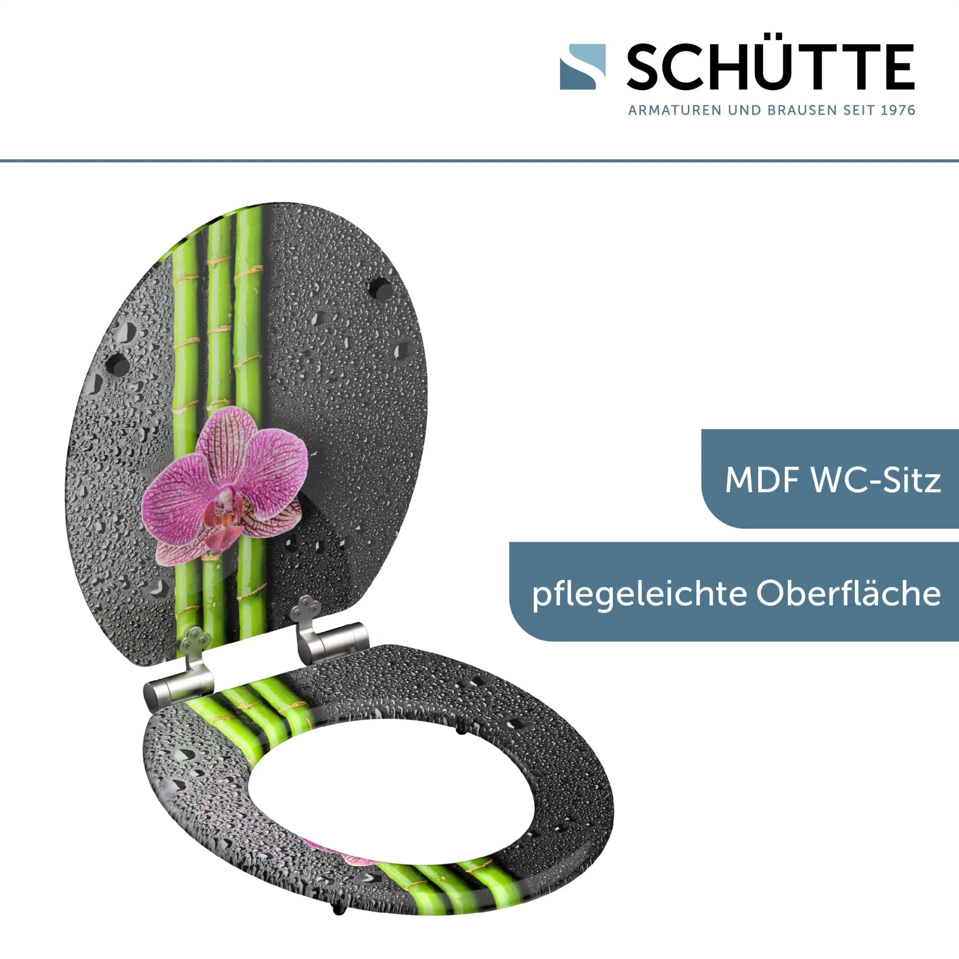 SCHÜTTE ASIA WC-Sitz, Grau, MDF, mit Absenkautomatik
