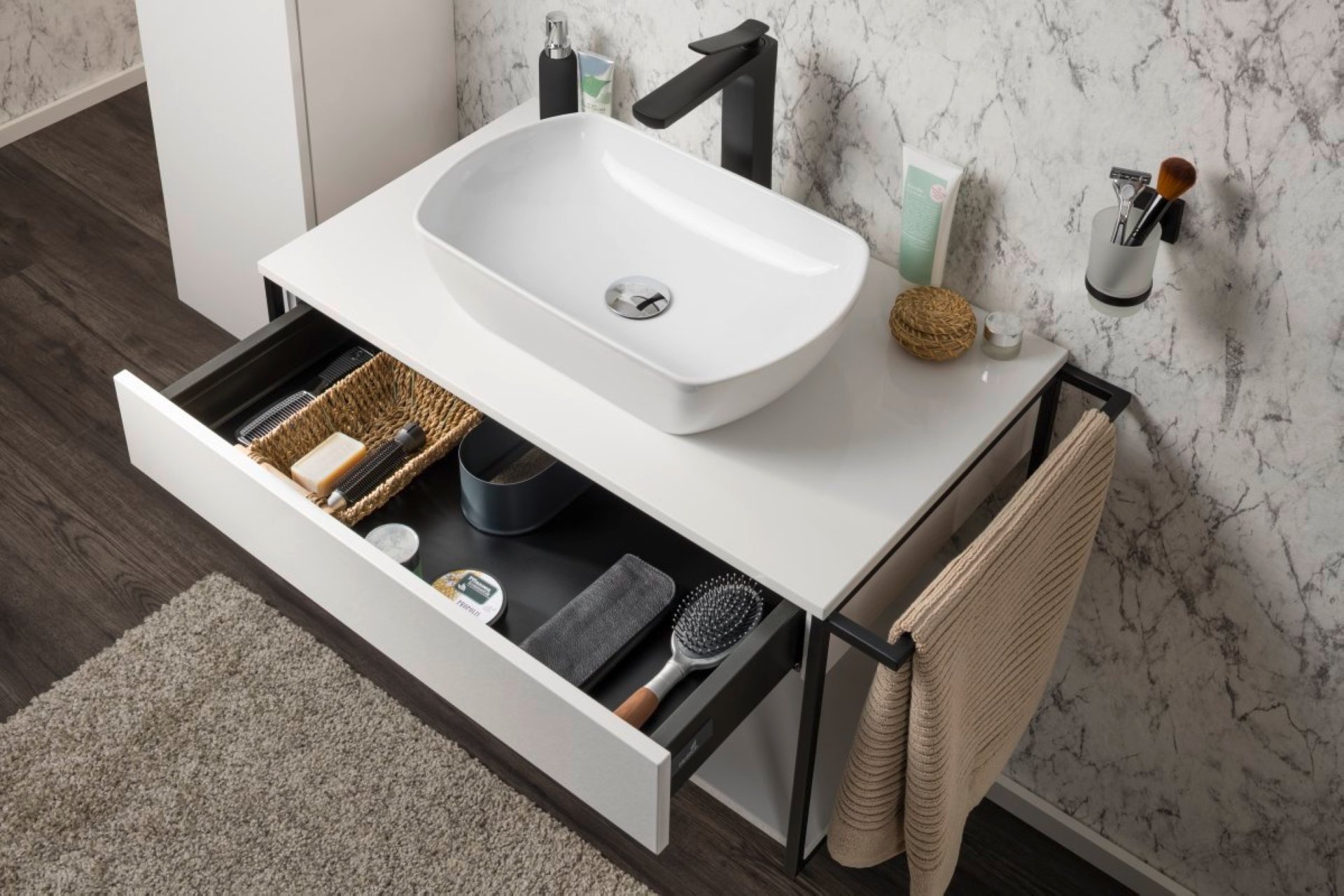 Fackelmann NEW YORK Aufsatzbecken 50 cm breit, Weiß, Keramik