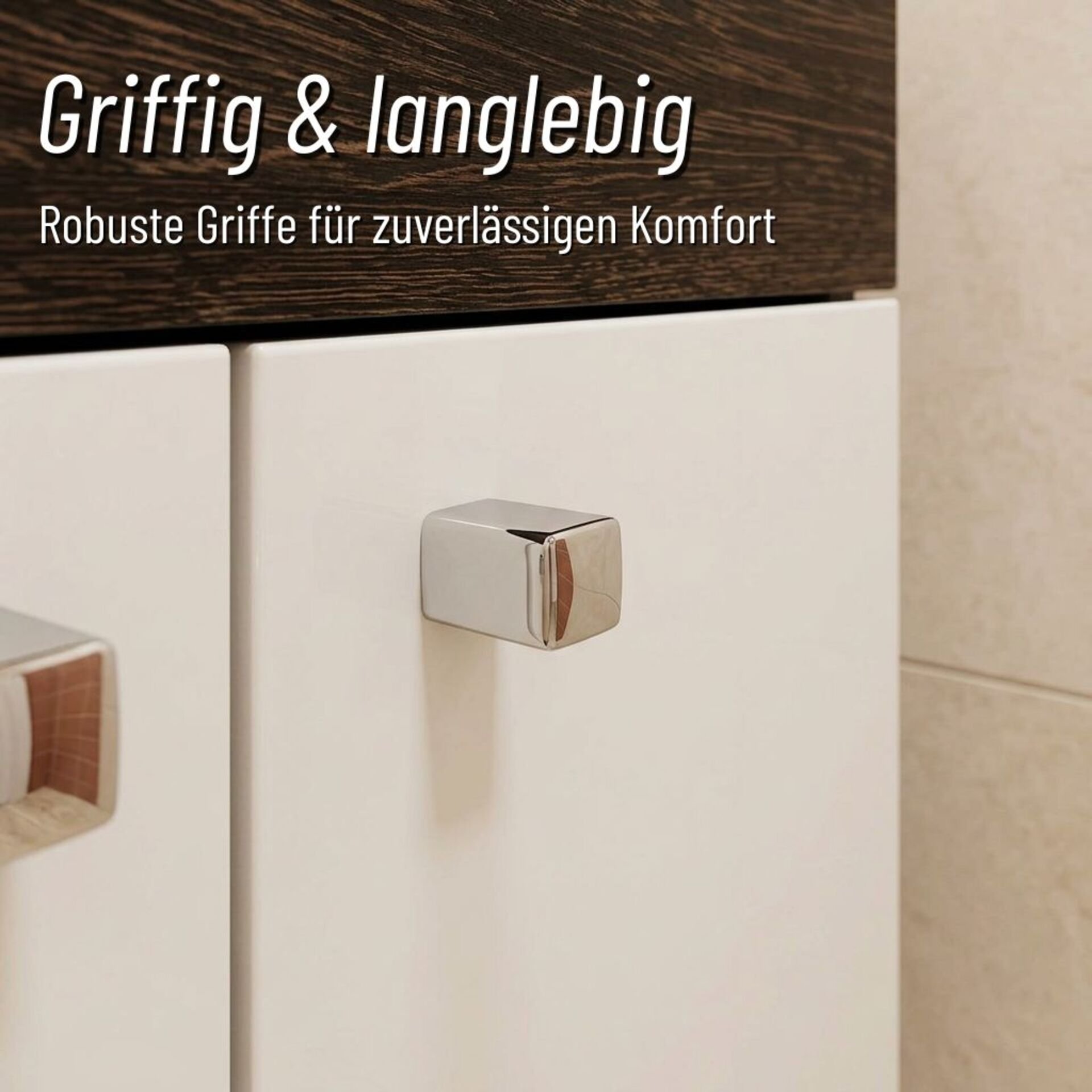 BADEDU OKA Waschbeckenunterschrank 40 cm breit, Weiß/Anthrazit