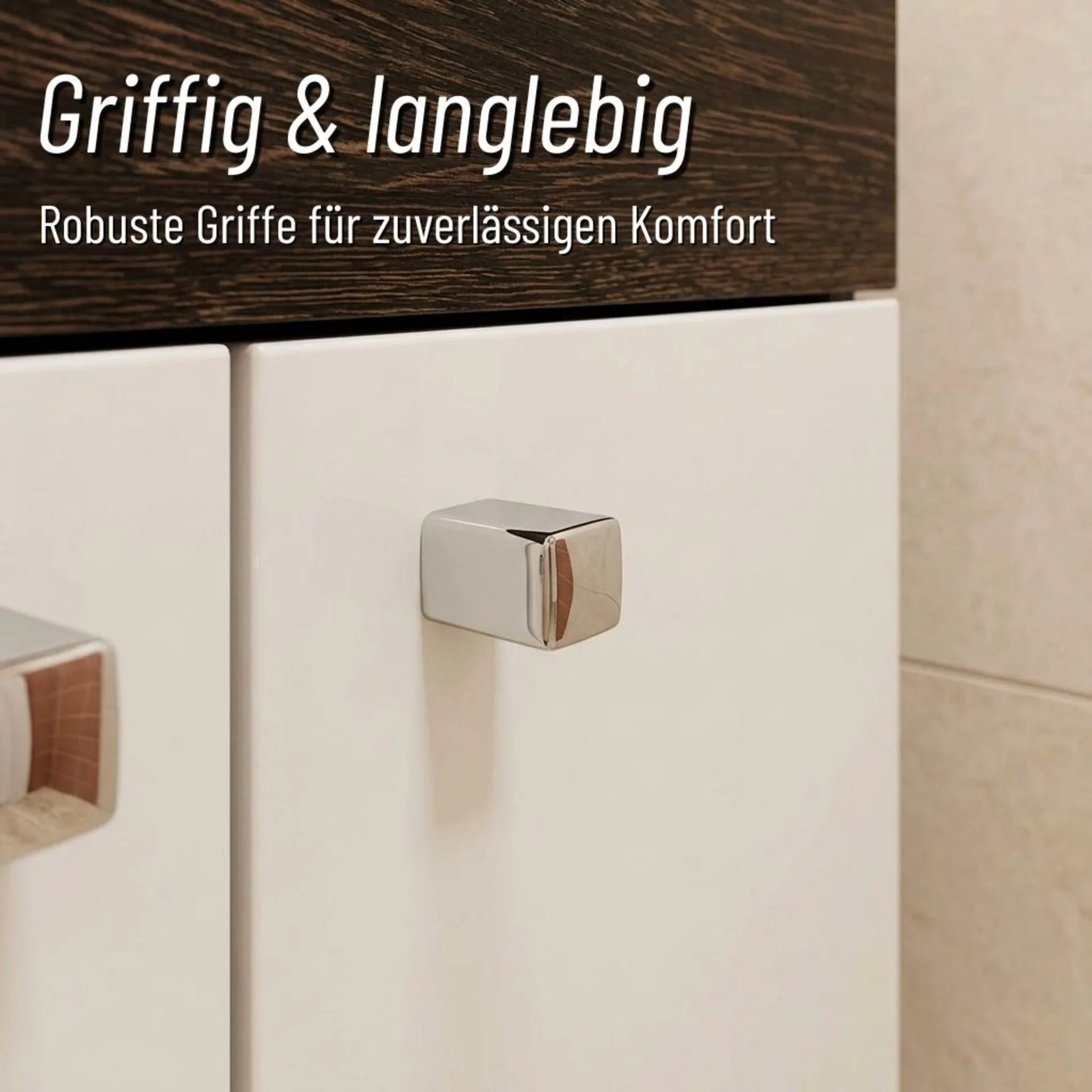 BADEDU OKA Waschbeckenunterschrank 40 cm breit, Weiß/Anthrazit