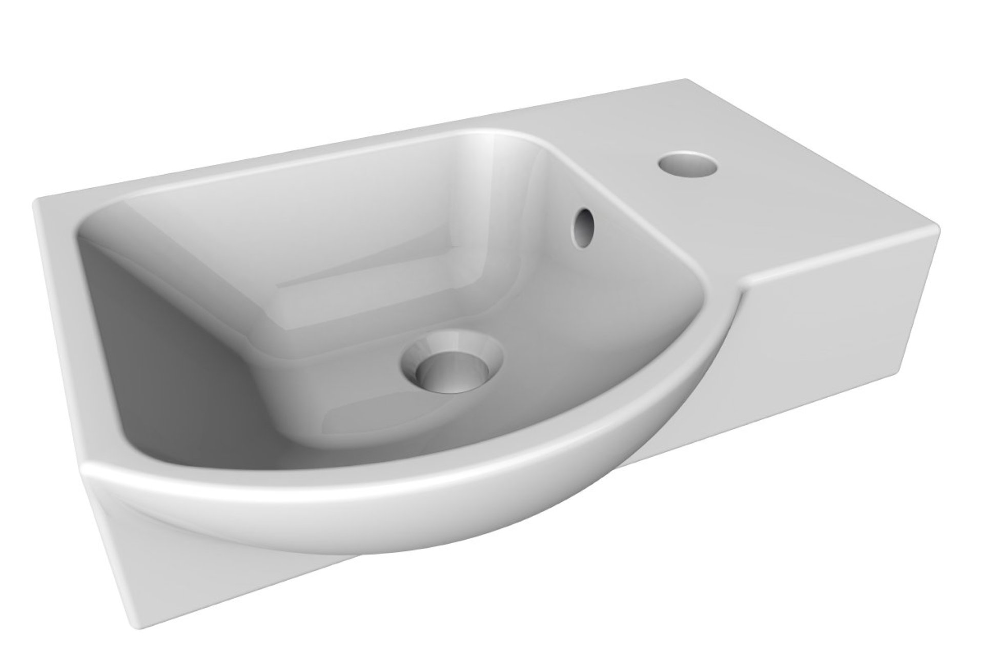LANZET K3 Waschbecken Keramik 45,5 cm breit, Weiß, Hahnloch rechts