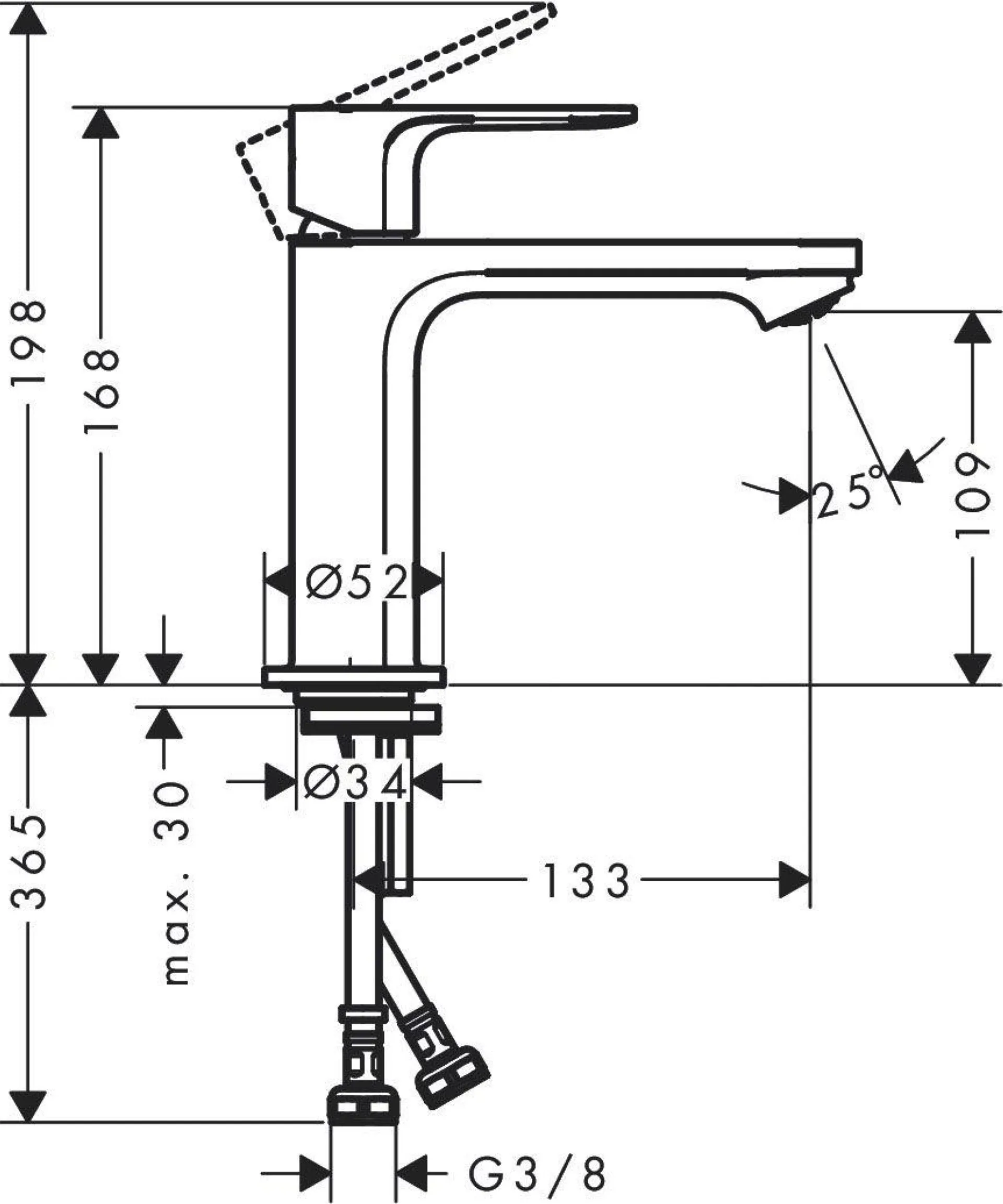 HANSGROHE REBRIS S 110 Waschtischarmatur, Chrom, ohne Ablaufgarnitur, CoolStart