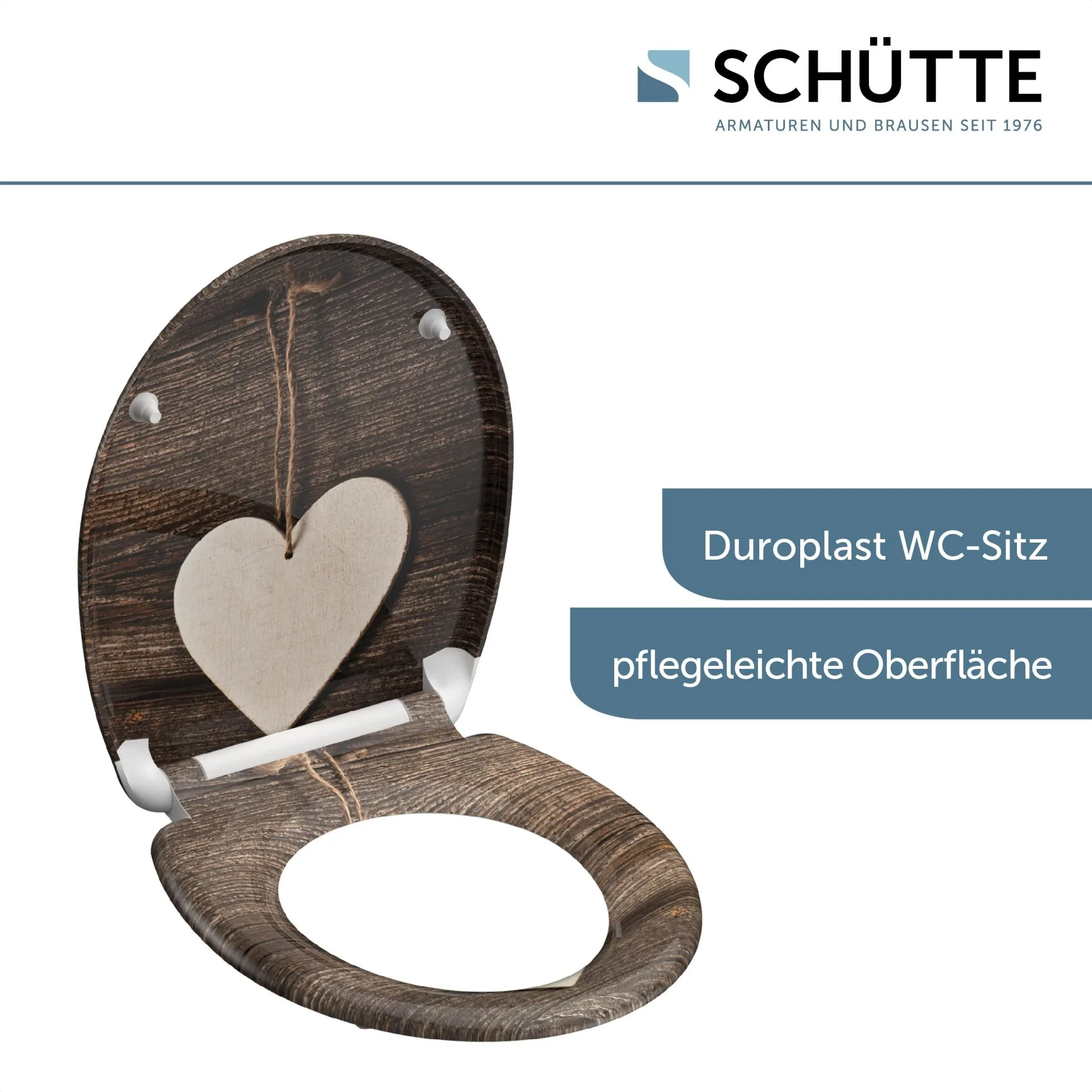 SCHÜTTE WOOD HEART WC-Sitz, Kunststoff, mit Absenkautomatik und Schnellverschluss