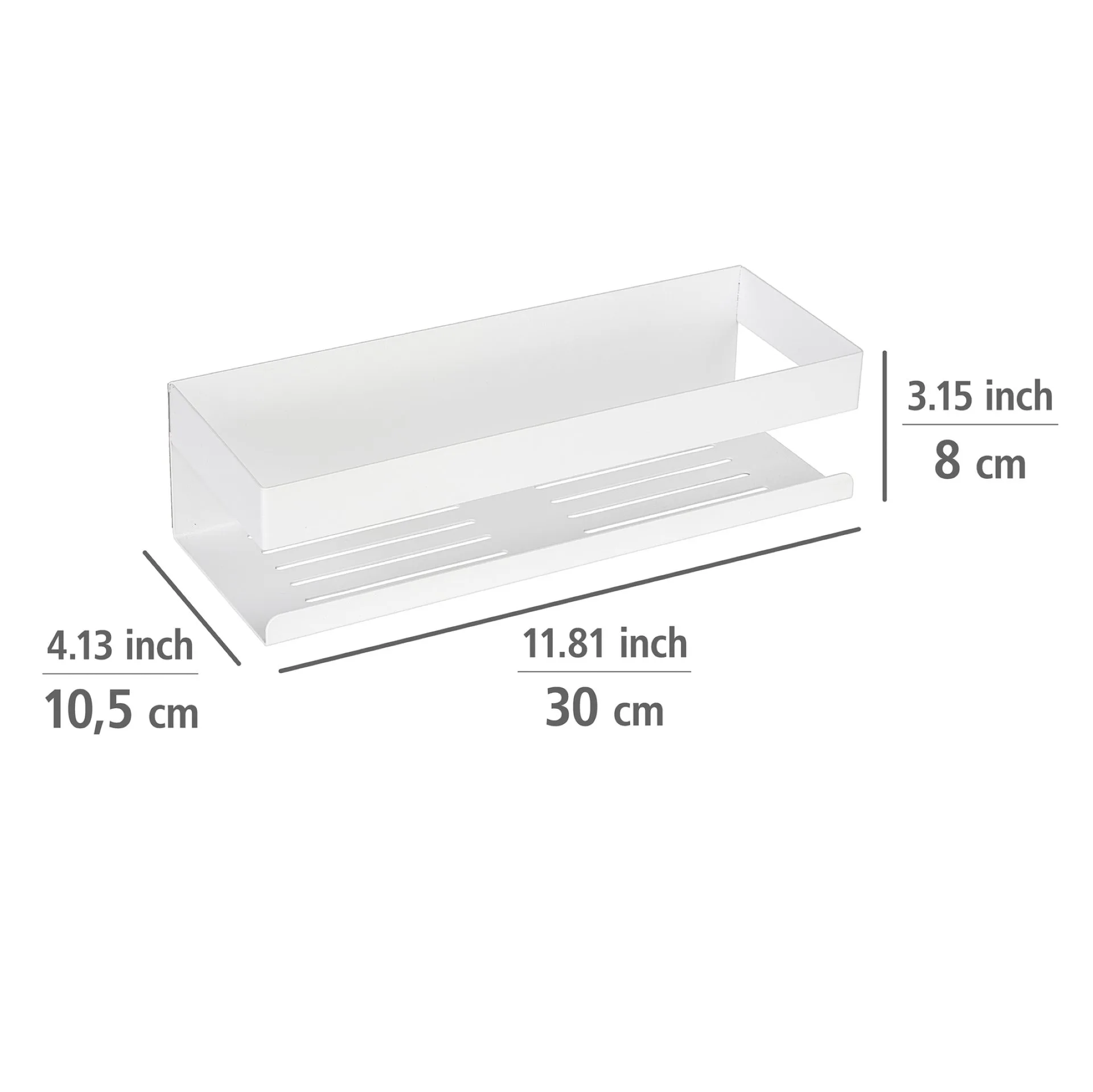 WENKO GENOVA Duschablage 30 cm breit, Weiß, Befestigen ohne Bohren