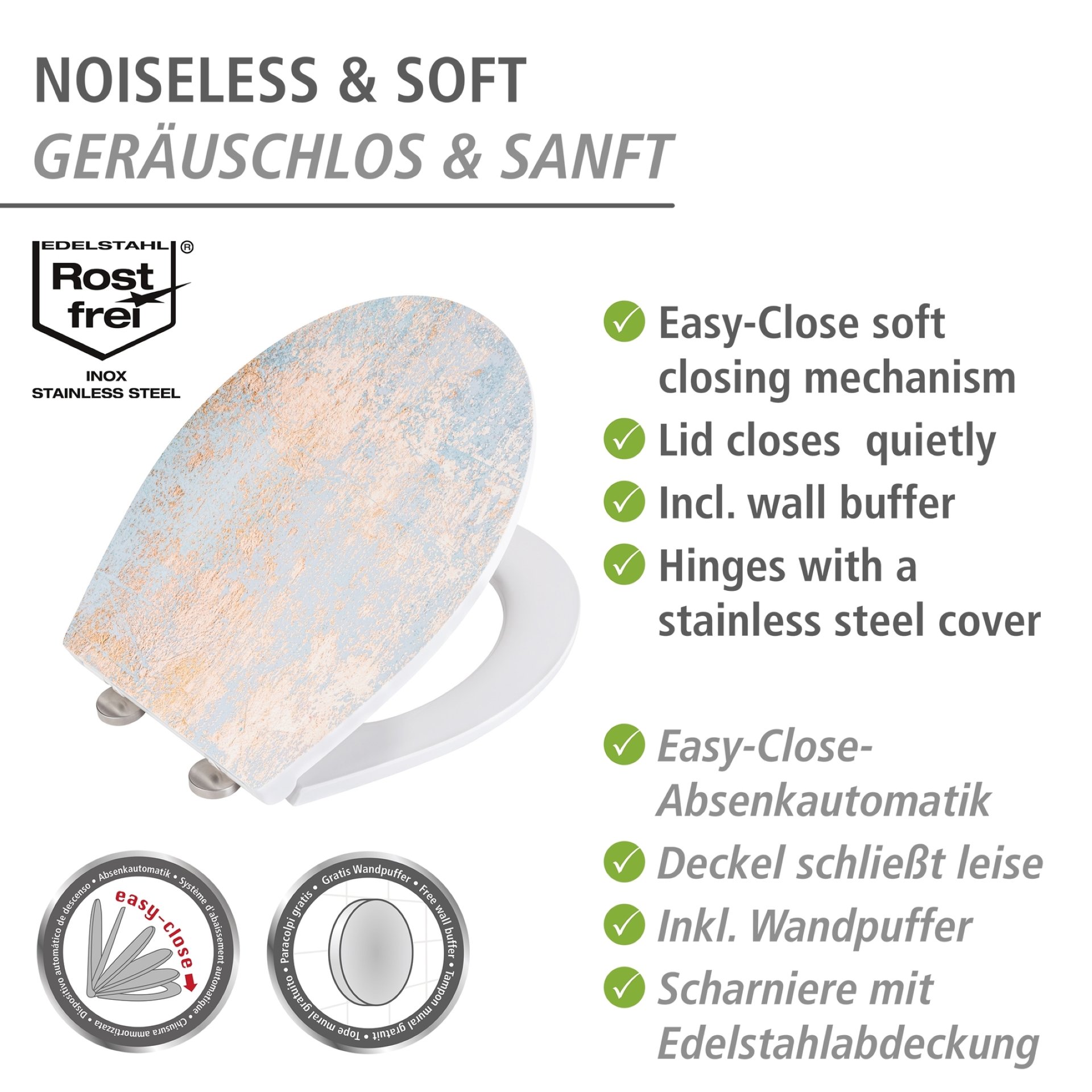 WENKO AGATE WC-Sitz Gold, mit Absenkautomatik