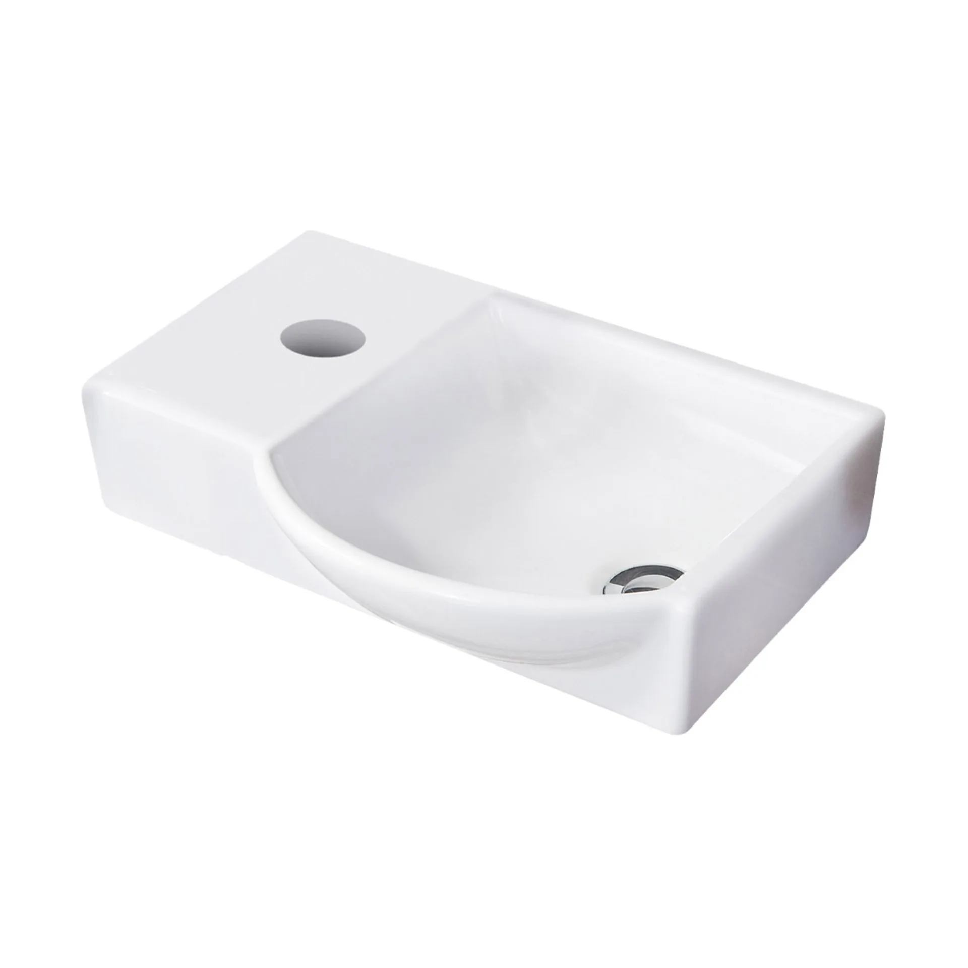 FACKELMANN SBC B.PERFEKT Gäste WC Waschtisch Set 45 cm breit, Weiß/Anthrazit Holzoptik, Waschbecken Keramik Weiß, Türanschlag rechts