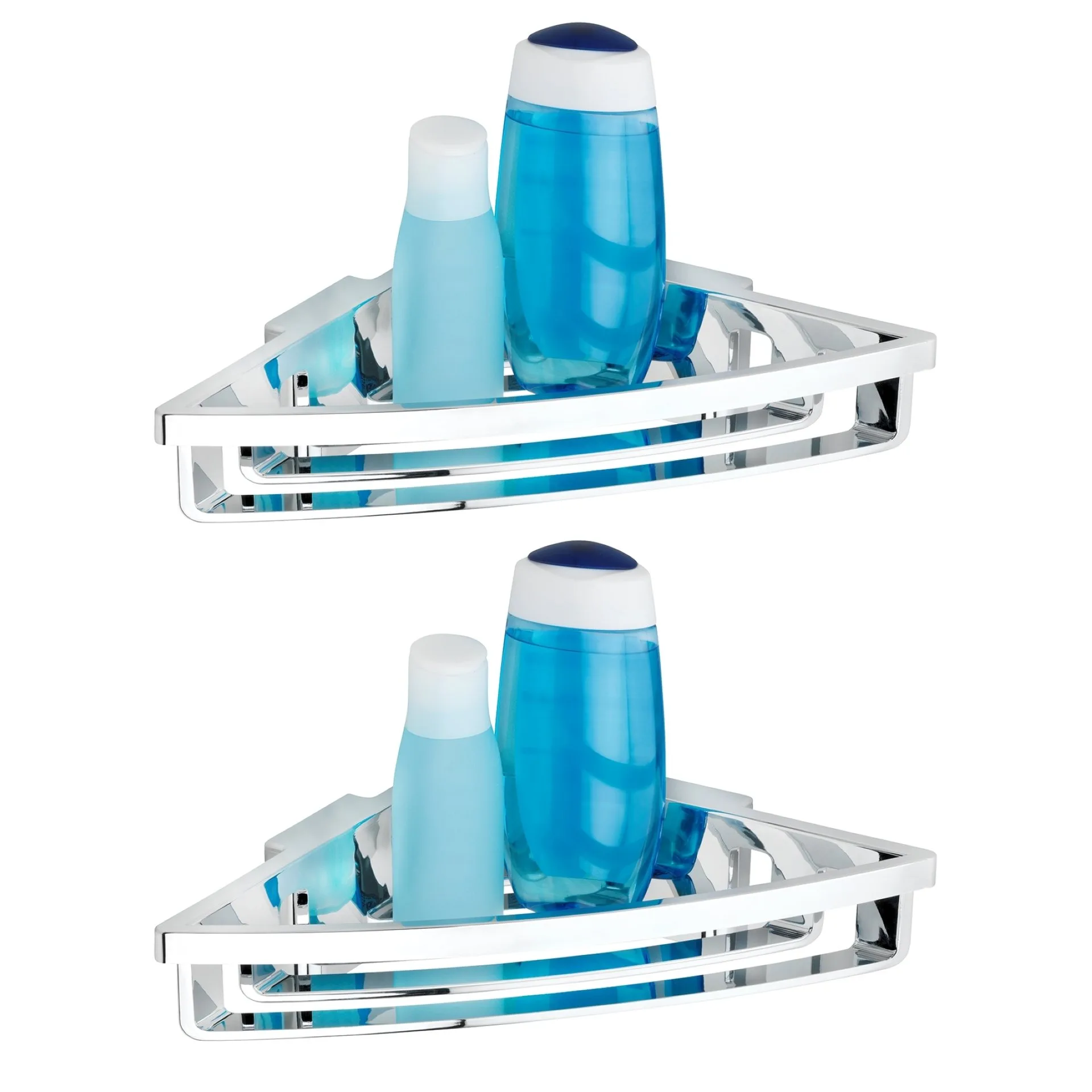 WENKO BRALIA Dusch Eckablage, Chrom, 2er Set, Befestigen ohne bohren, Power-Loc®