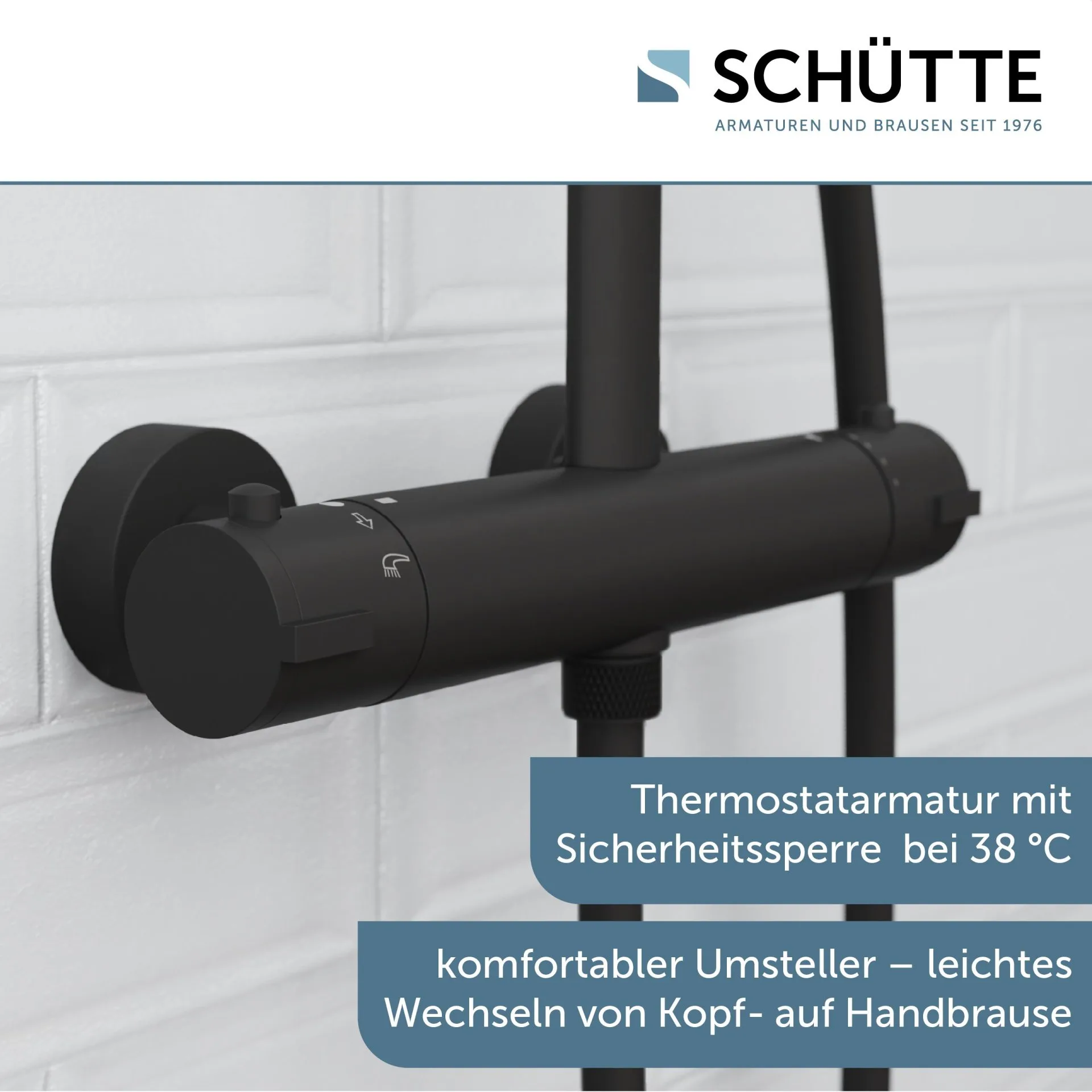 SCHÜTTE MADURA FRESH Überkopf-Brauseset, Schwarz matt