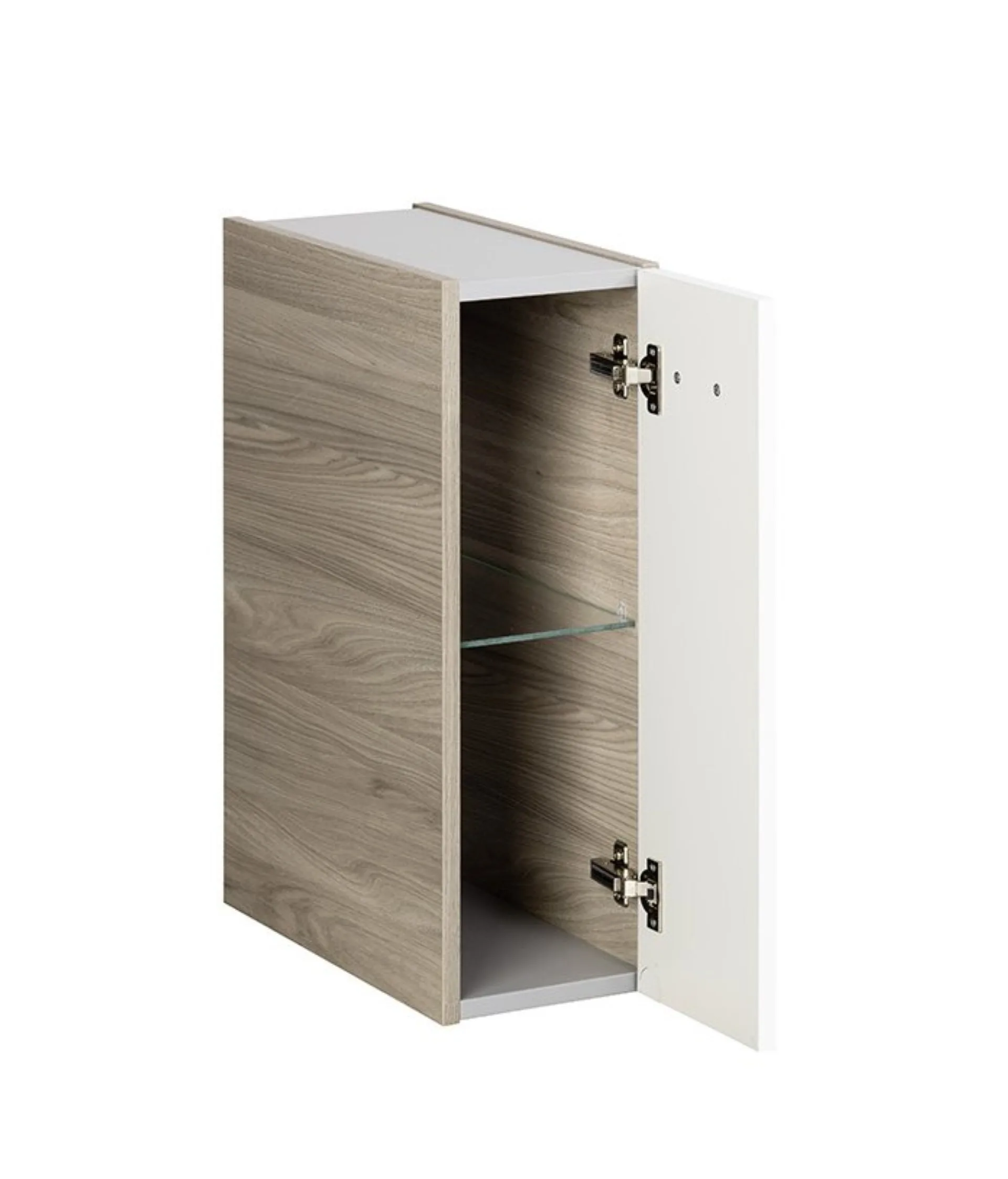 FACKELMANN LUXOR Unterschrank 20 cm breit, Weiß/Braun hell, Türanschlag rechts